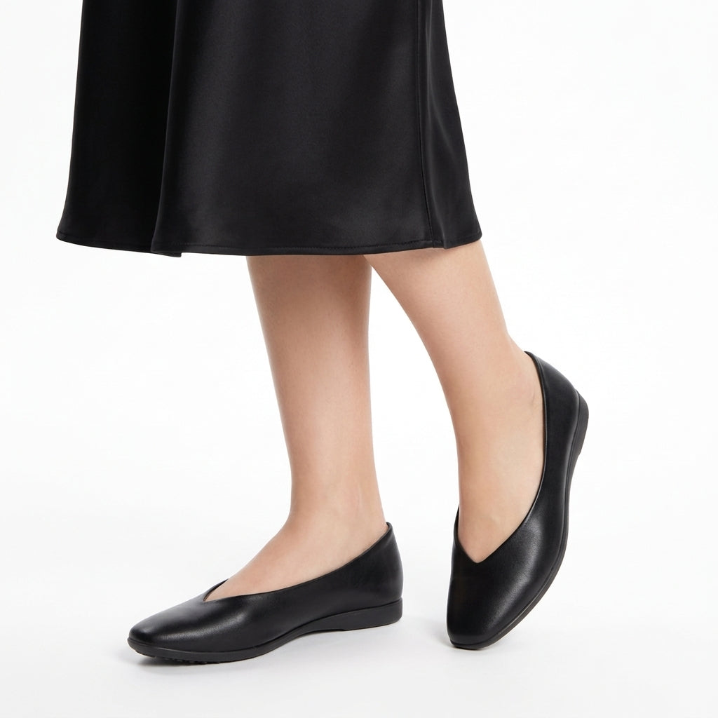 シューズインクローゼット Shoes in Closet -シュークロ- 【やわらか 軽い】超軽量 スクエア Vカット ベーシック フラットパンプス 3027 （グレージュ） グレージュ