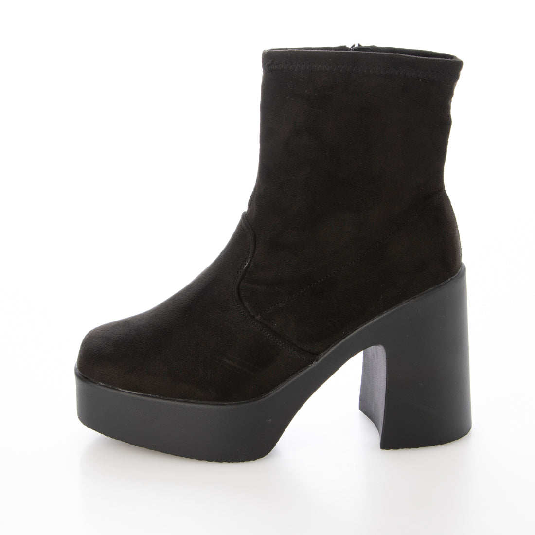 シューズインクローゼット  Shoes in Closet -シュークロ- 厚底 チャンキーヒール スタイリッシュ ショートブーツ 1847 （ブラック/スエード） ブラック/スエード