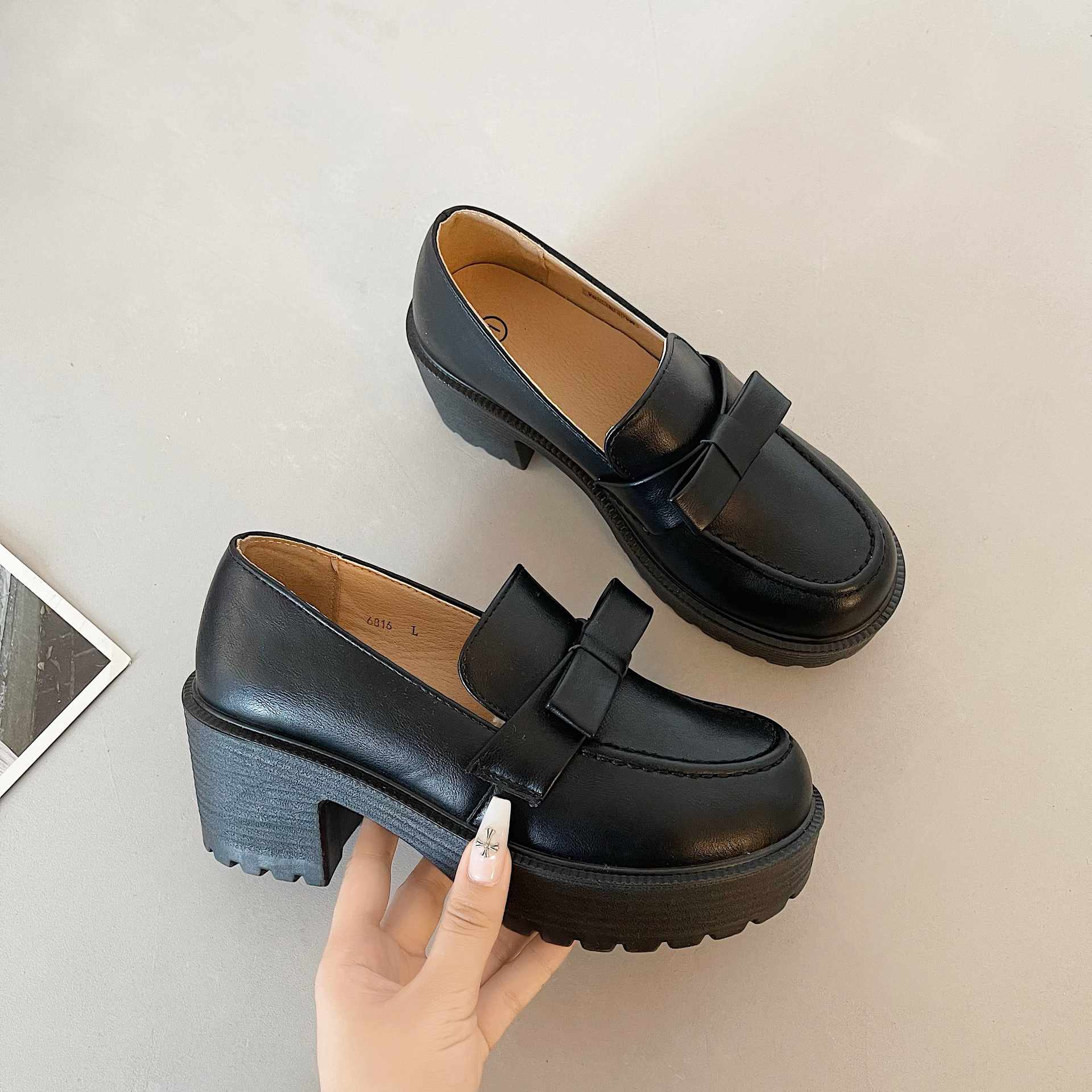 シューズインクローゼット  Shoes in Closet -シュークロ- 軽量厚底 ヒールアップ やわらか リボンローファー 6816