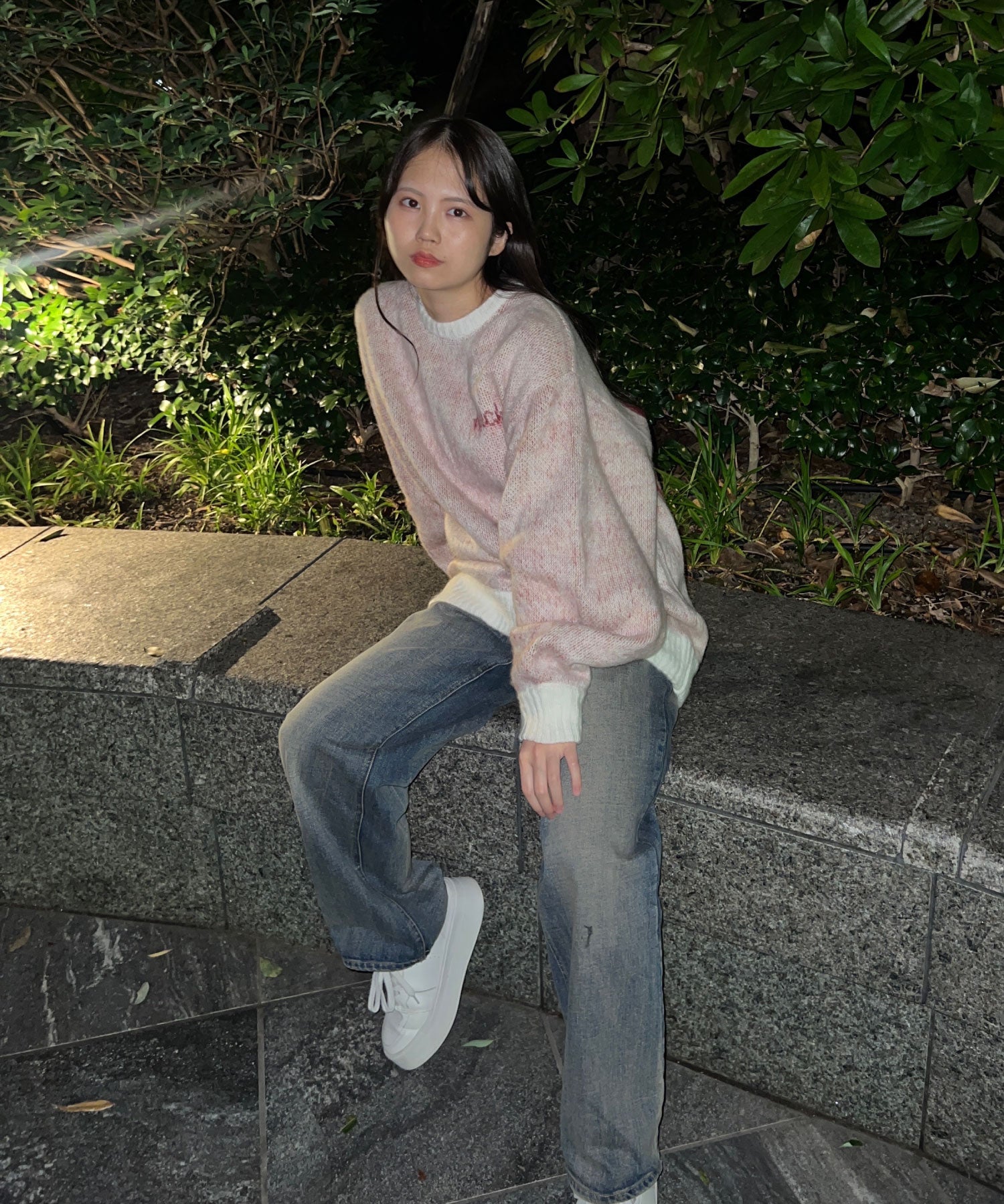 ソラ :SoLA 【tairin】ロゴシャギーニット （White） White