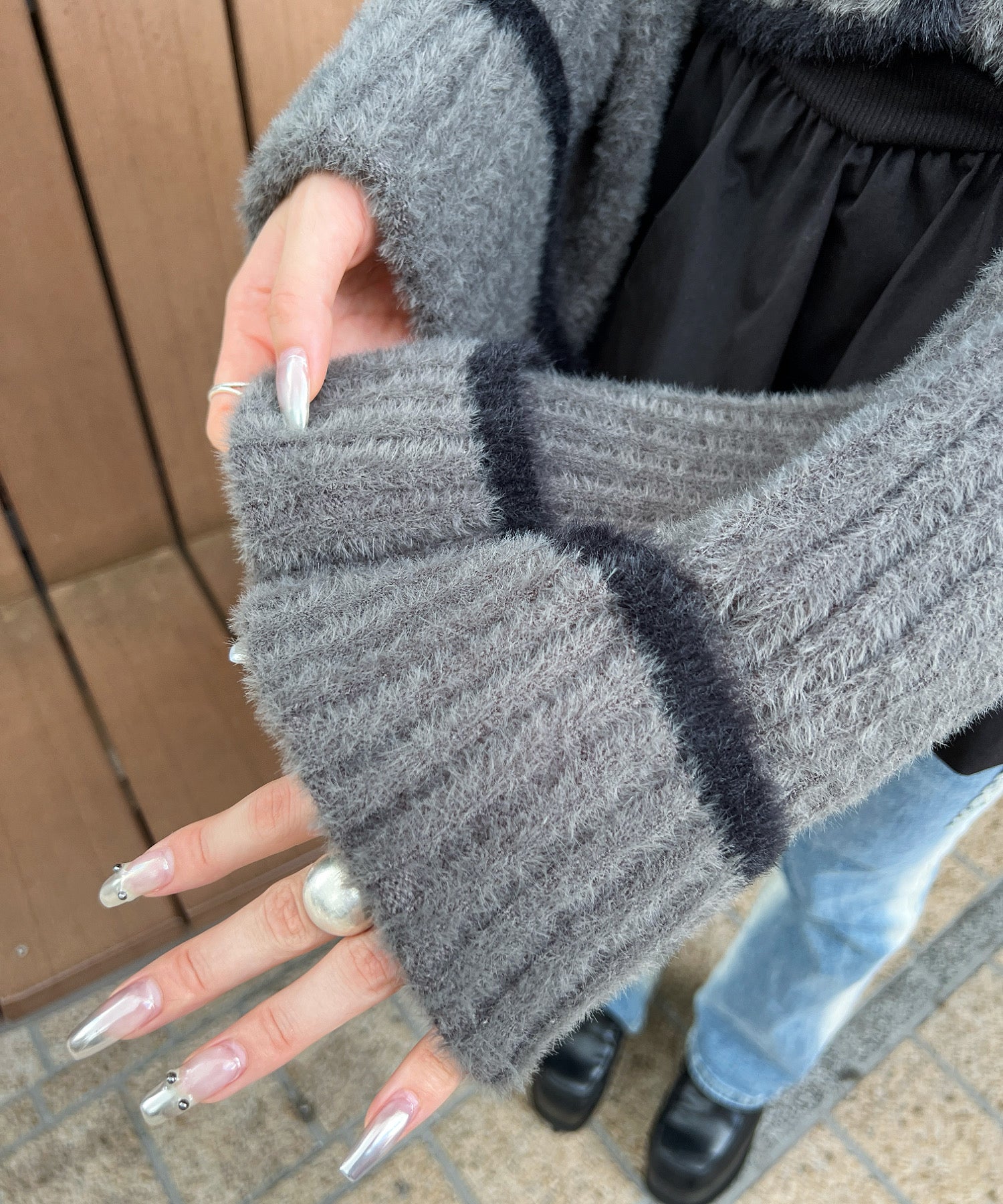 ソラ :SoLA スタンドアンサンブルニット【sw_718】 （charcoal gray） charcoal gray