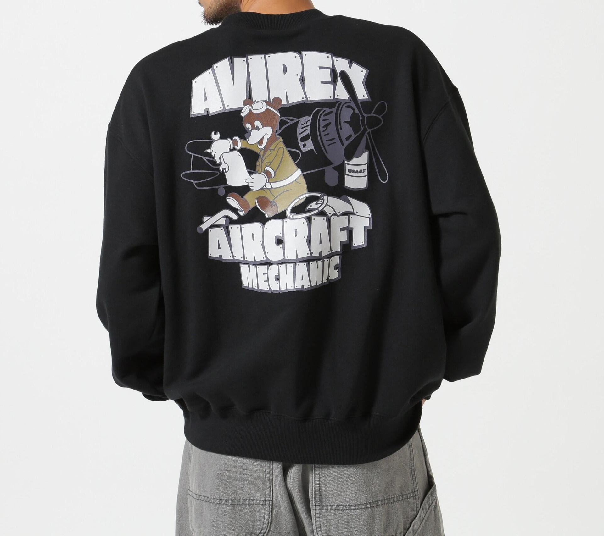 《WEB&DEPOT限定》FLIGHT MECHANIC CREW NECK SWEAT / フライト メカニック クルーネック スウェット ブラック