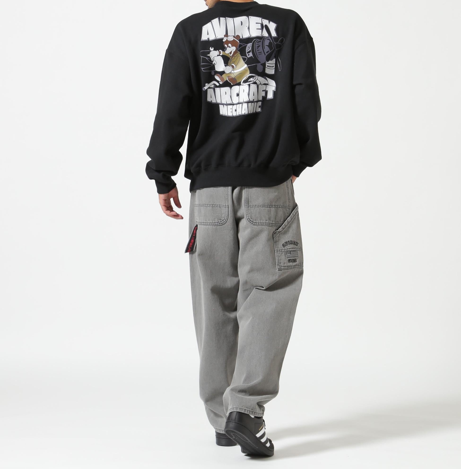 《WEB&DEPOT限定》FLIGHT MECHANIC CREW NECK SWEAT / フライト メカニック クルーネック スウェット ブラック