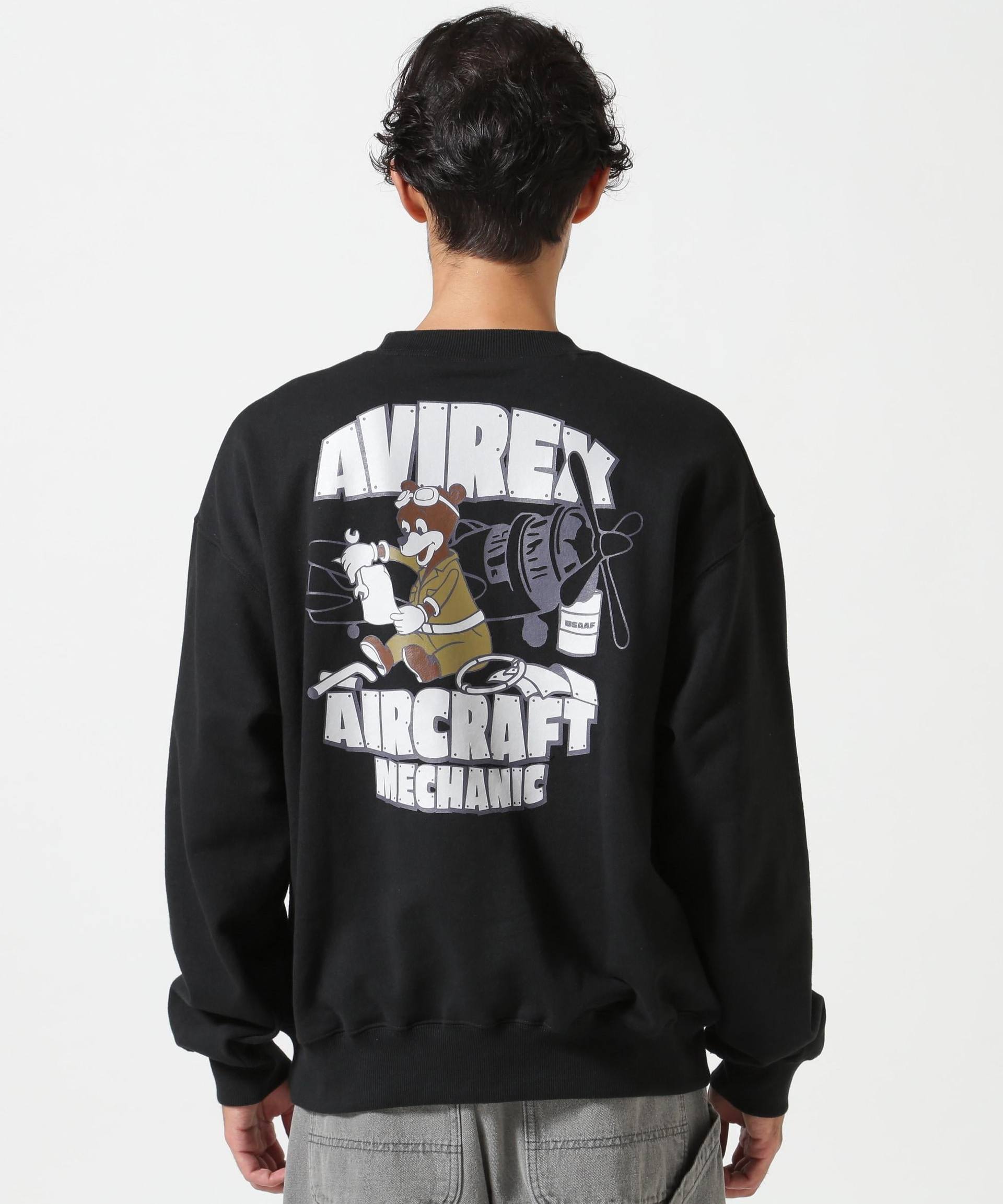 《WEB&DEPOT限定》FLIGHT MECHANIC CREW NECK SWEAT / フライト メカニック クルーネック スウェット ブラック