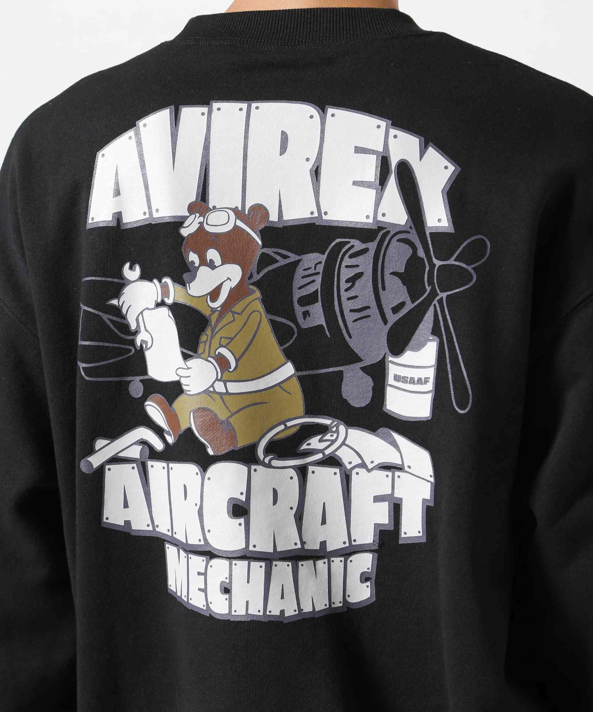 《WEB&DEPOT限定》FLIGHT MECHANIC CREW NECK SWEAT / フライト メカニック クルーネック スウェット ブラック