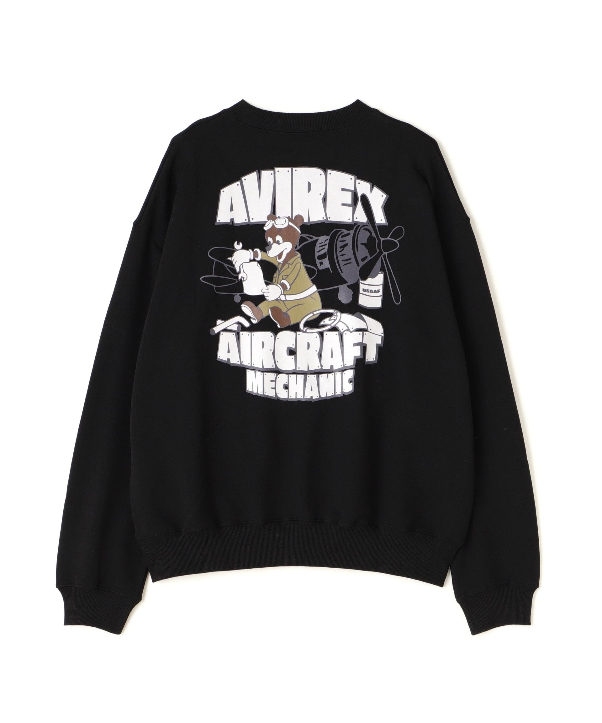 《WEB&DEPOT限定》FLIGHT MECHANIC CREW NECK SWEAT / フライト メカニック クルーネック スウェット ブラック