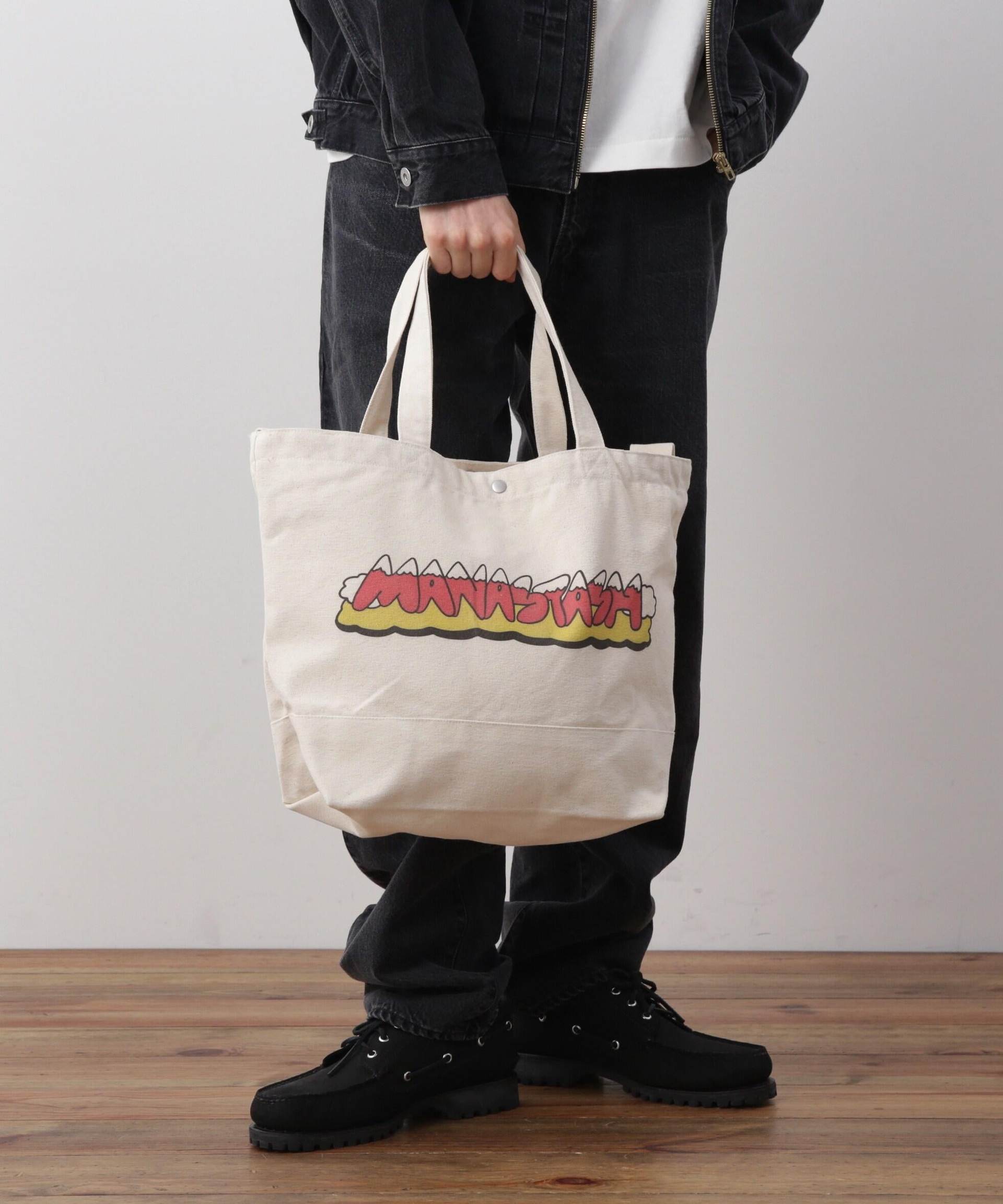 MANASTASH/マナスタッシュ/TOON MT. LOGO 2WAY TOTE RAG ナチュラル4