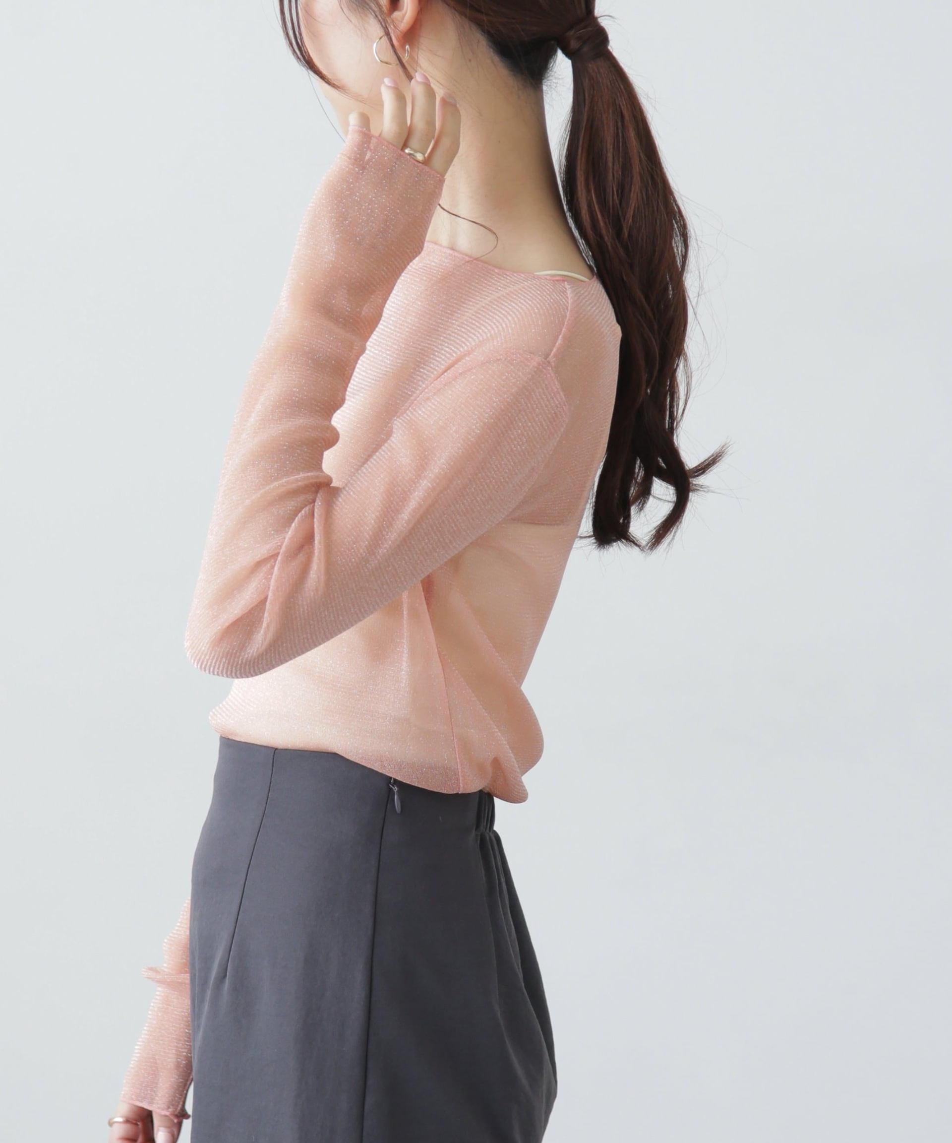 Glitter Sheer Boat Neck Cut and Sew