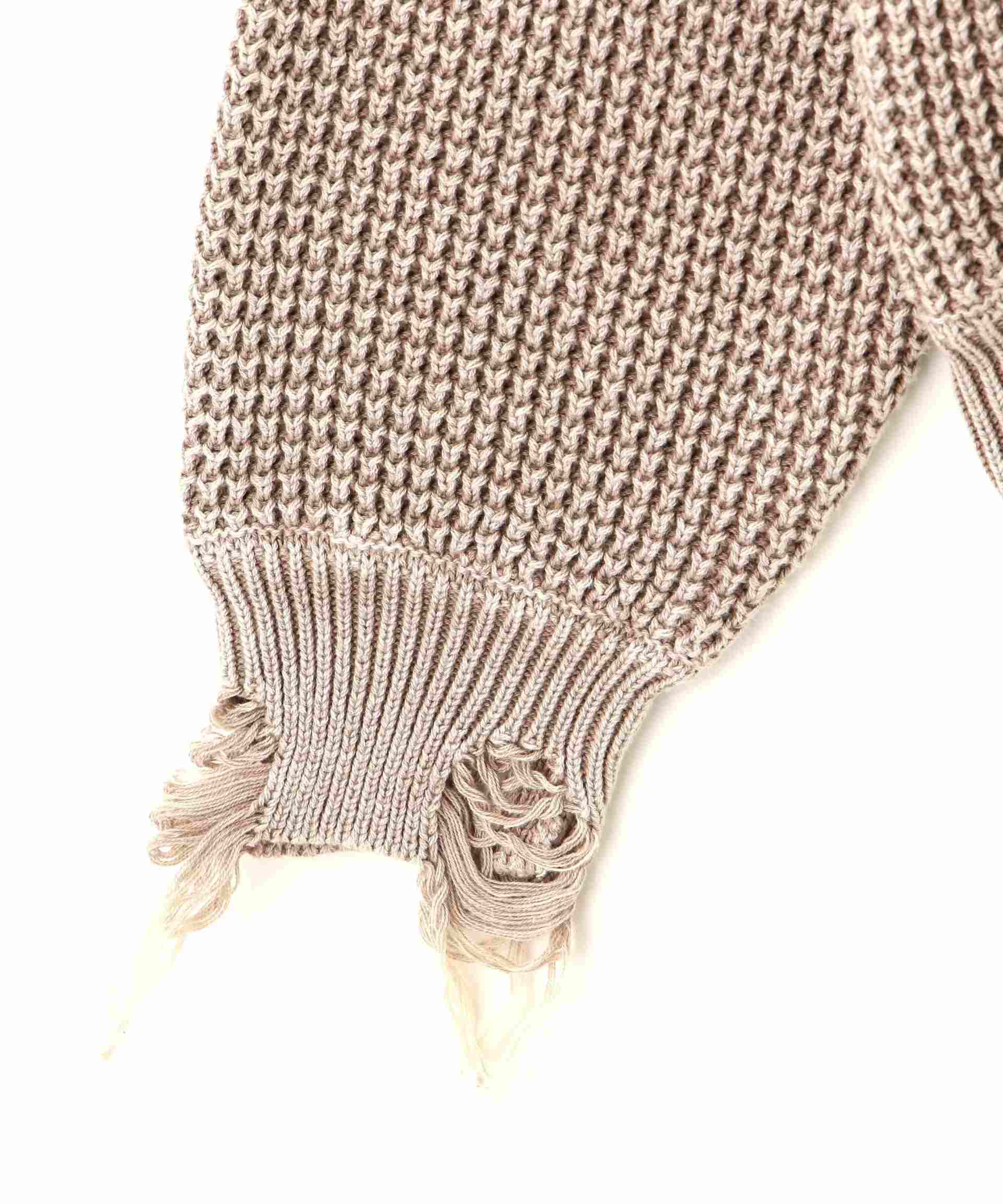 Dankeschon/ダンケシェーン/PIGMENT STONEWASH DAMAGE AZE C>EWNECK グレー