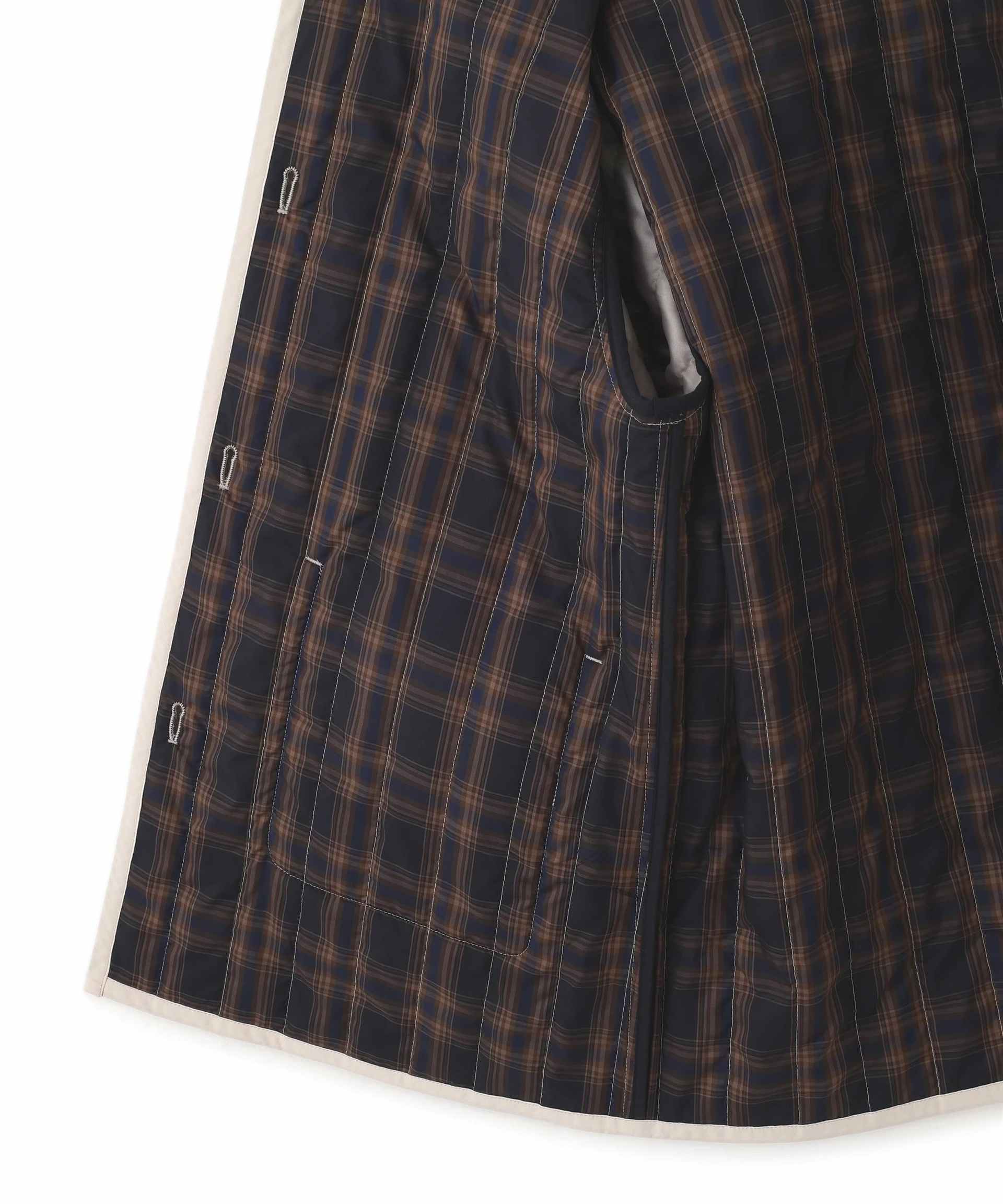 バーティカルキルティングノーカラージャケット ライトベージュ