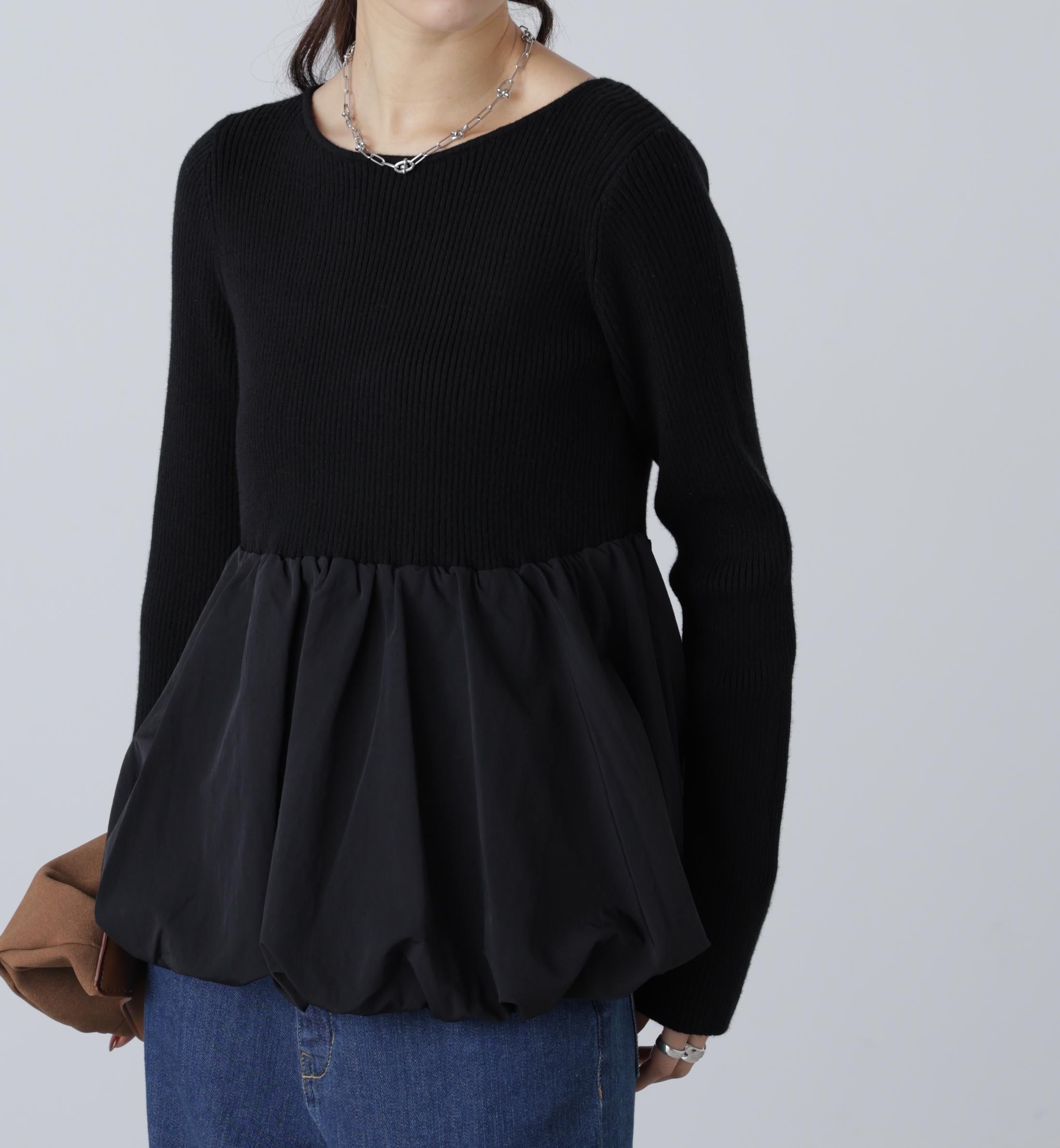 フ*ペ様 【新品】Balloon peplum Knit tops ブラック Balloon peplum Knit tops – L'AUBE BLANC