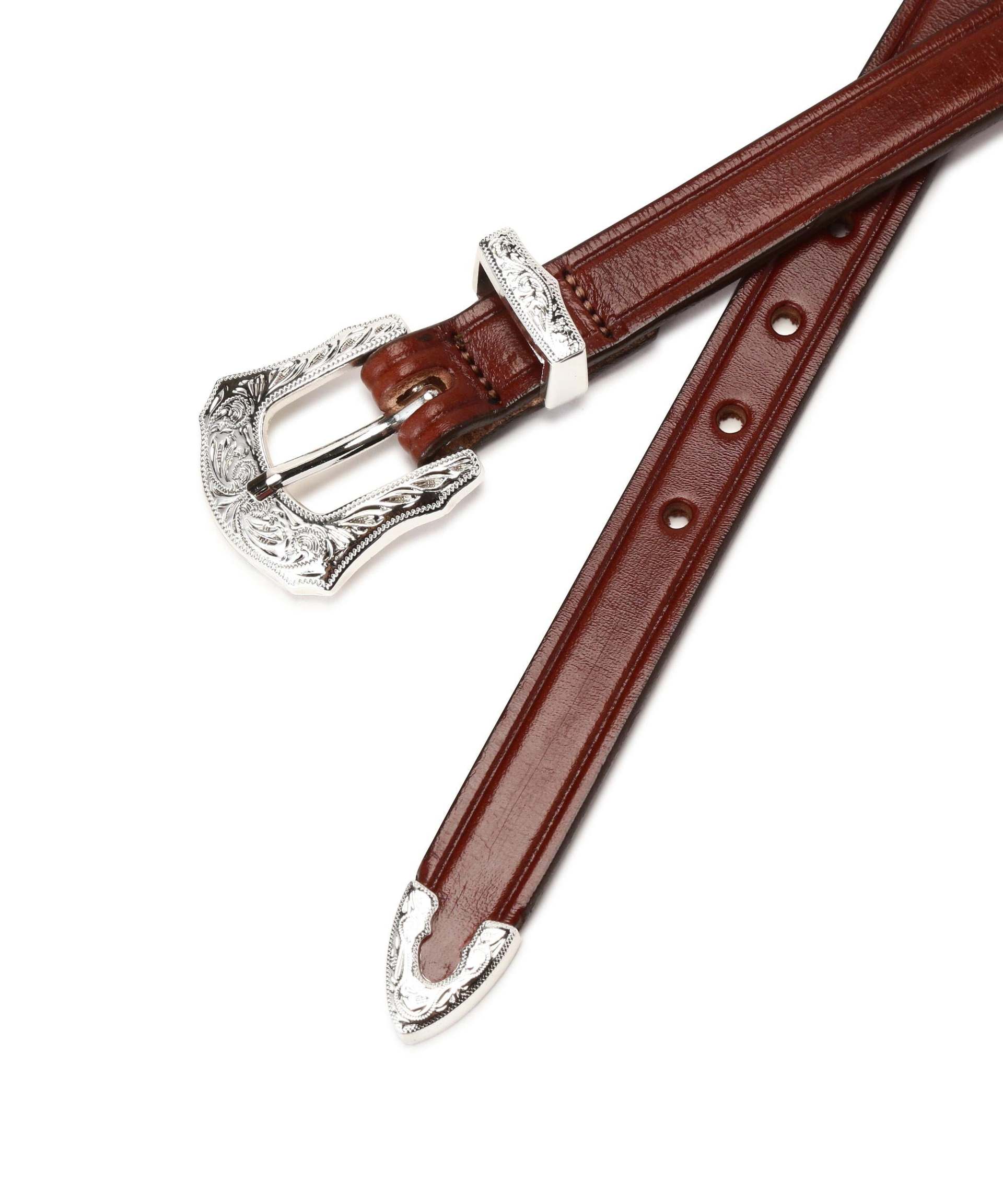 TORY LEATHER 3/4 inch 3-Piece Silver Buckle Set Belt