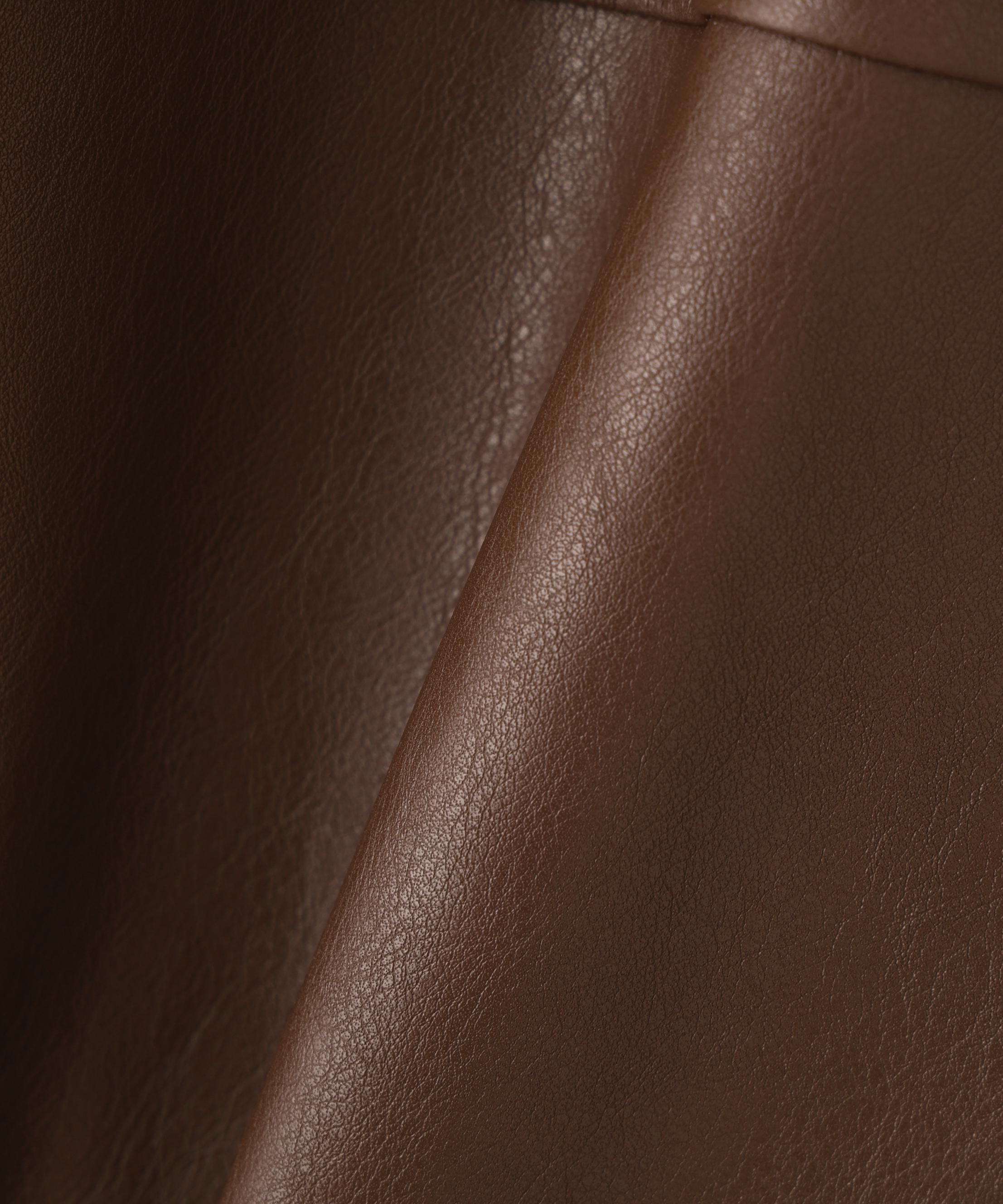 合皮ジップアップブルゾン ブラウン