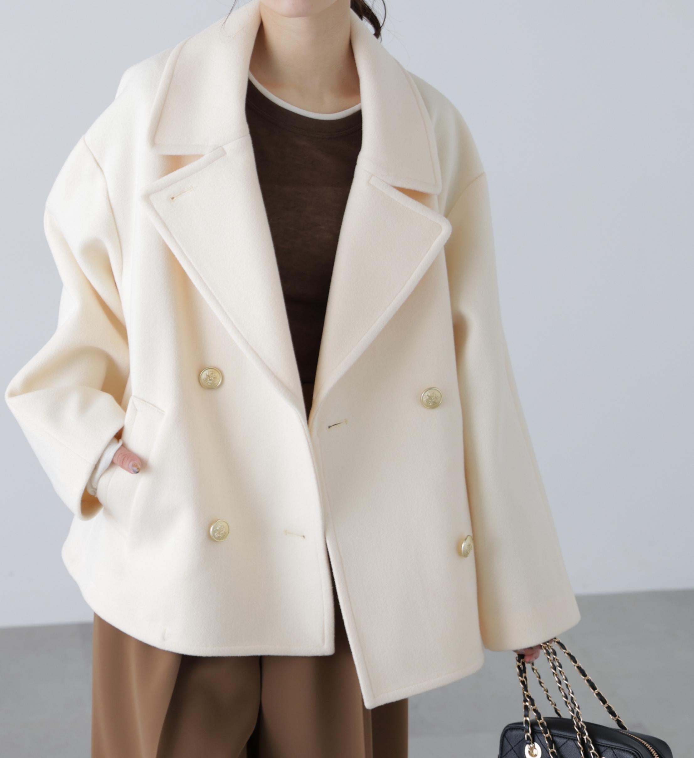 ミドル丈オーバーピーコート〈ＭＦＭ〉 アイボリー