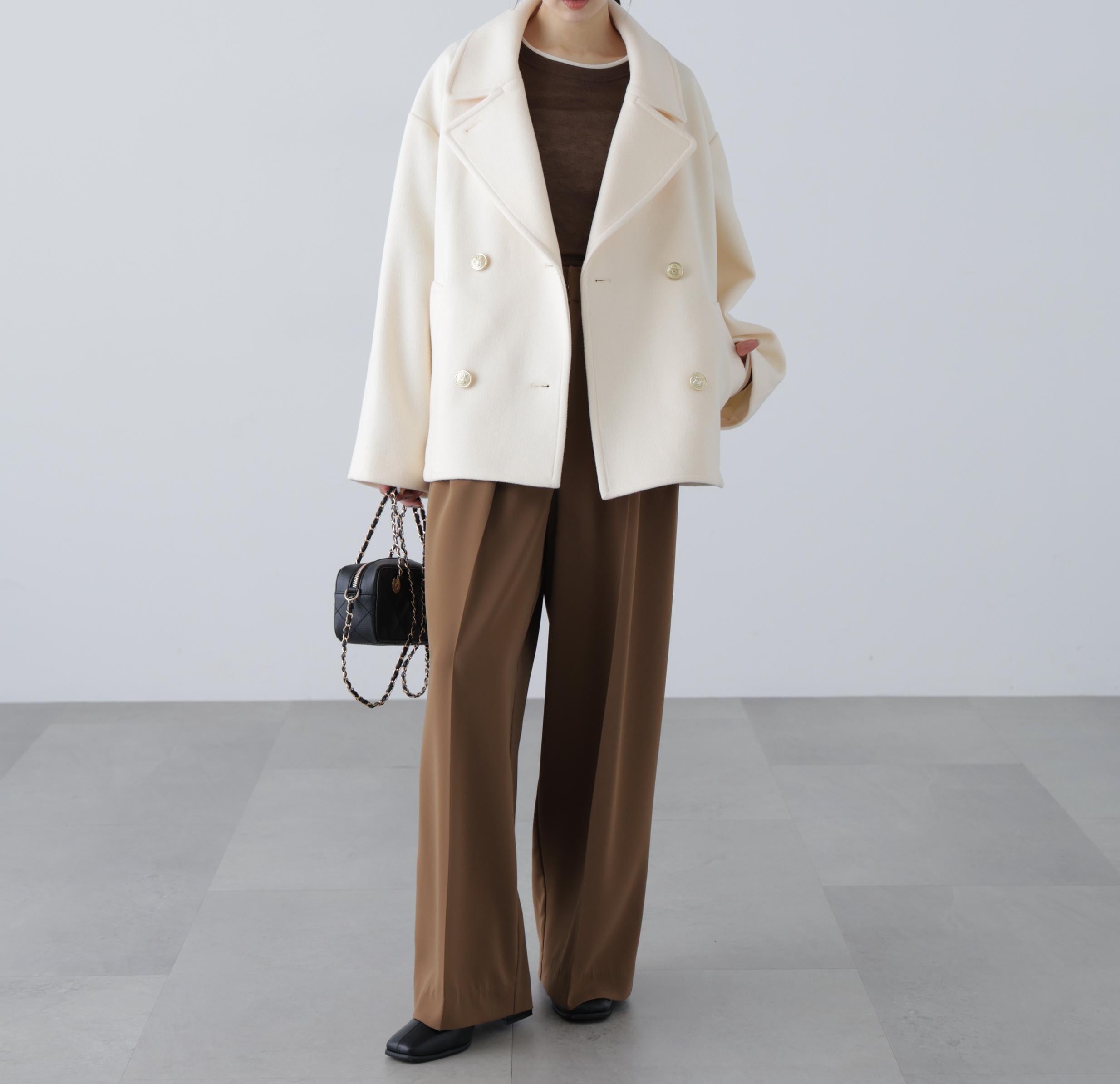 ミドル丈オーバーピーコート〈ＭＦＭ〉 アイボリー