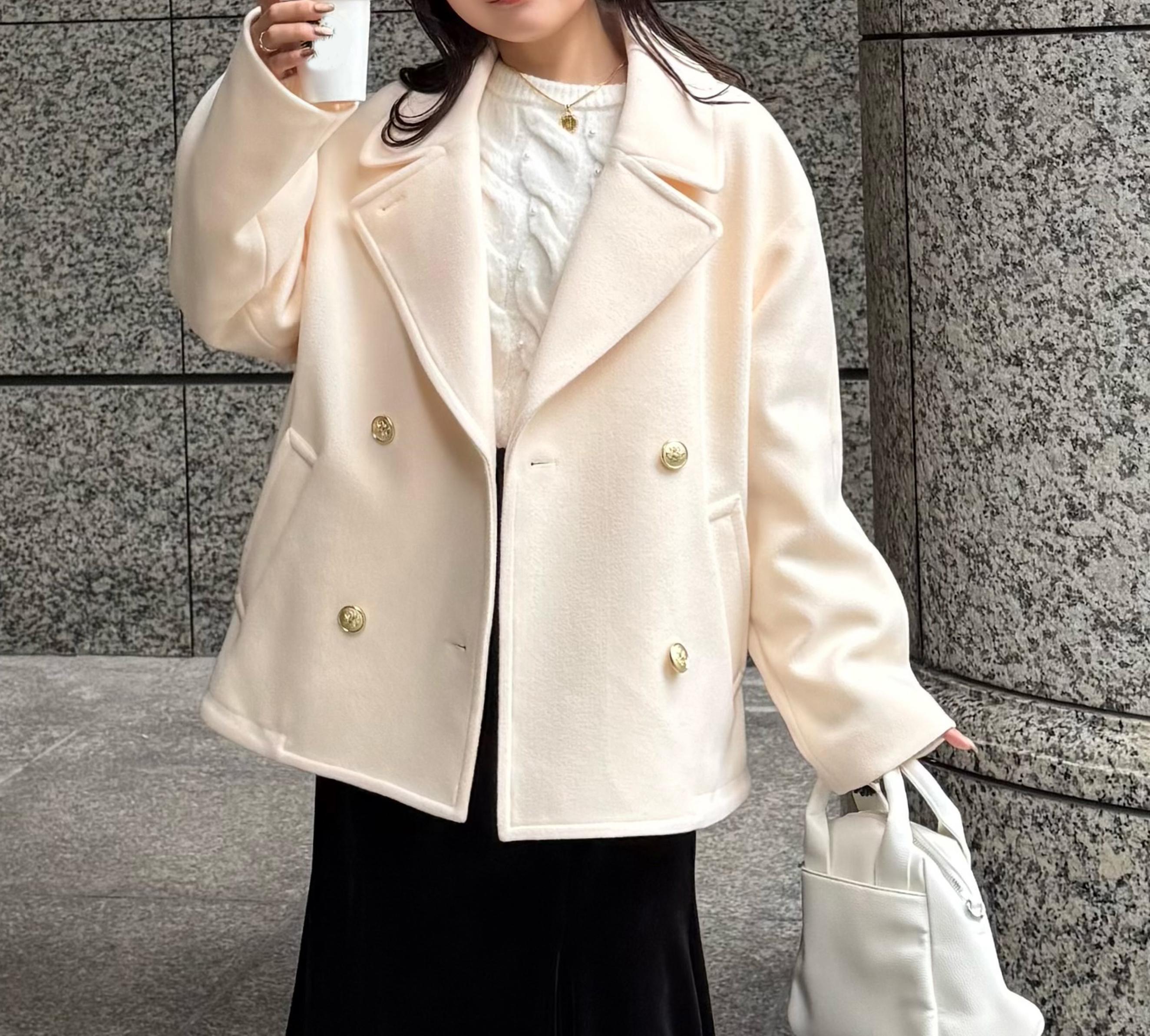 ミドル丈オーバーピーコート〈ＭＦＭ〉 アイボリー