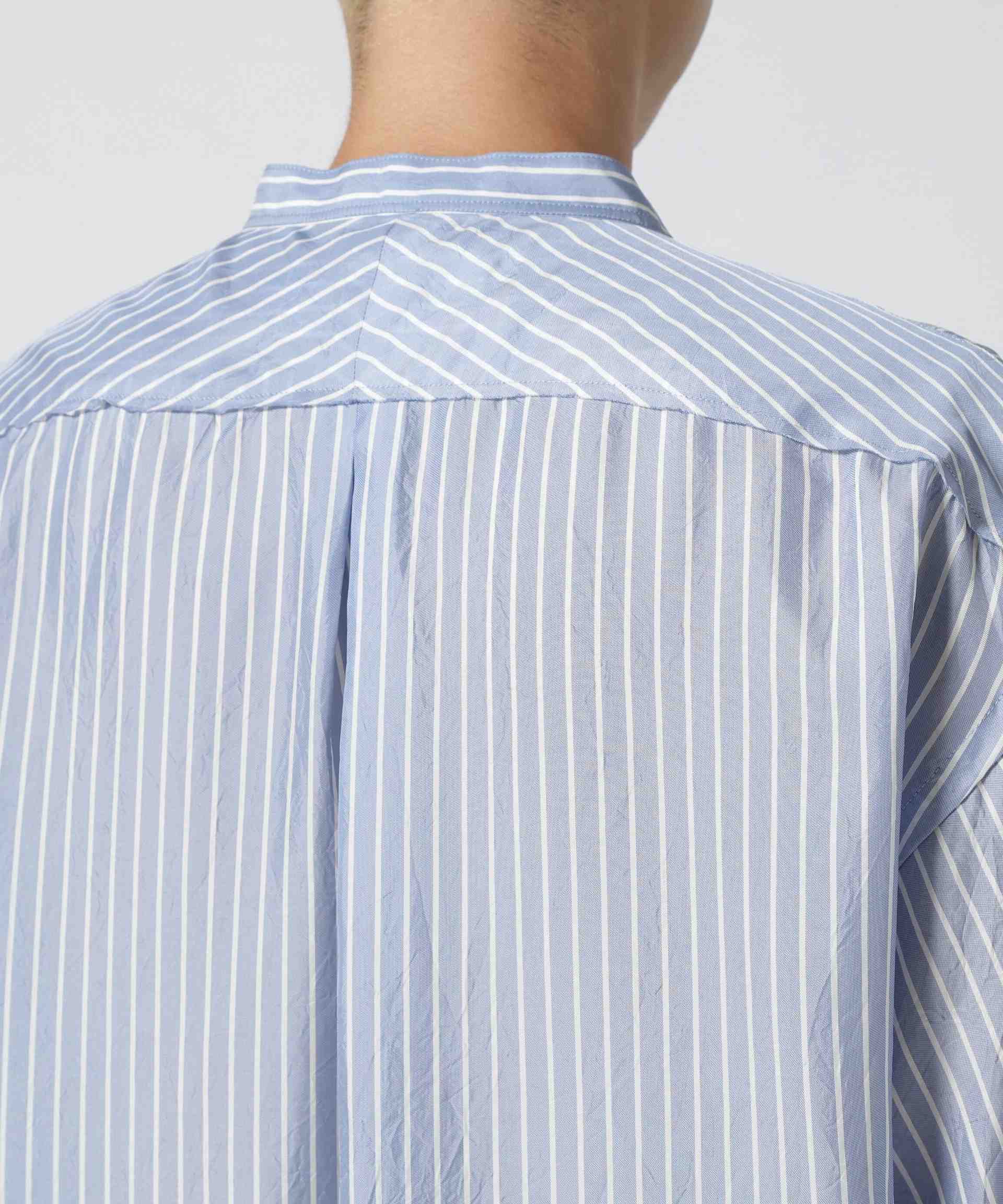 John Mason Smith <ジョンメイソンスミス WASHED CUP>O ST>IPE CLASSIC RANDED COLLA ブルー
