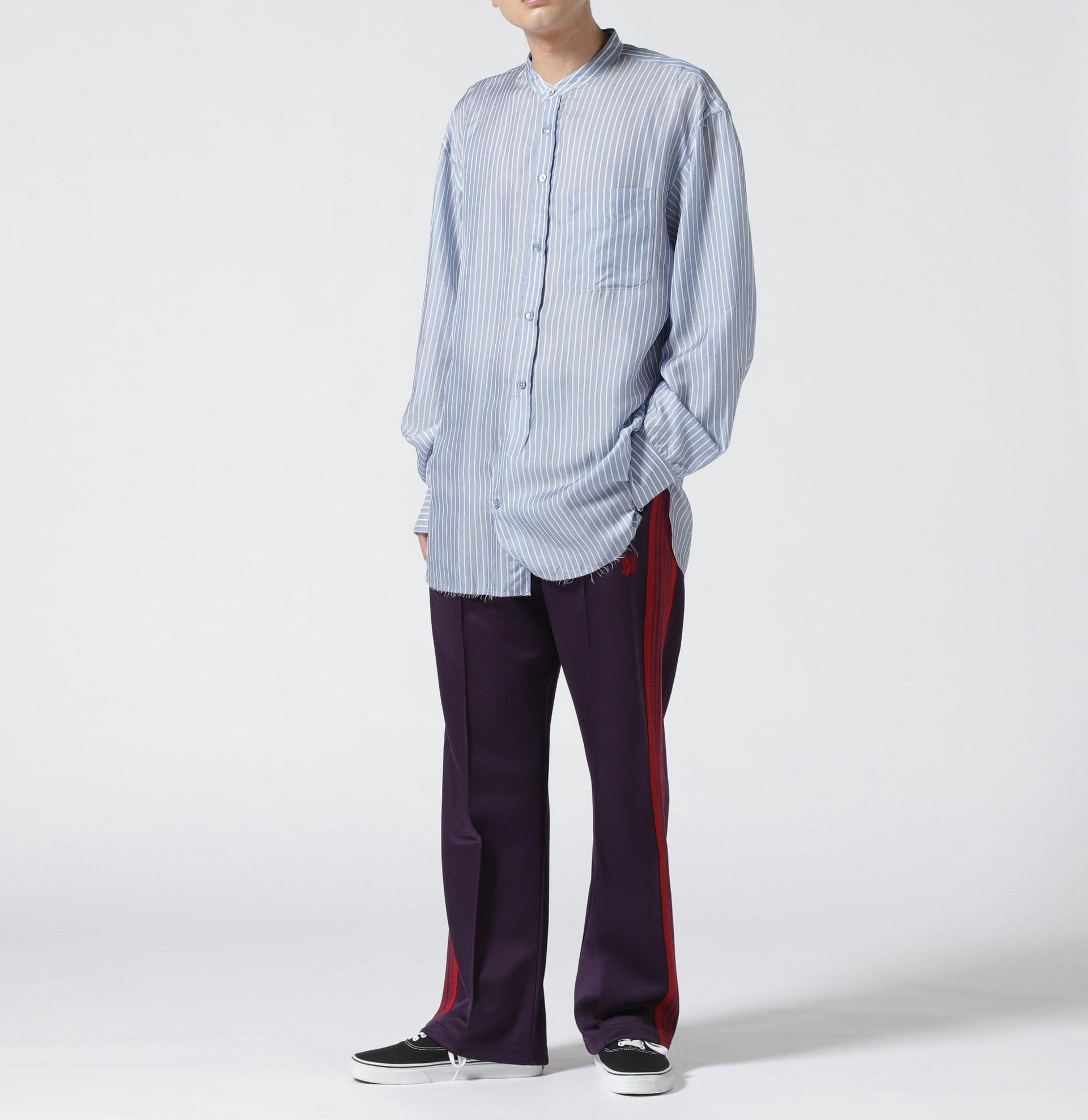 John Mason Smith <ジョンメイソンスミス WASHED CUP>O ST>IPE CLASSIC RANDED COLLA ブルー