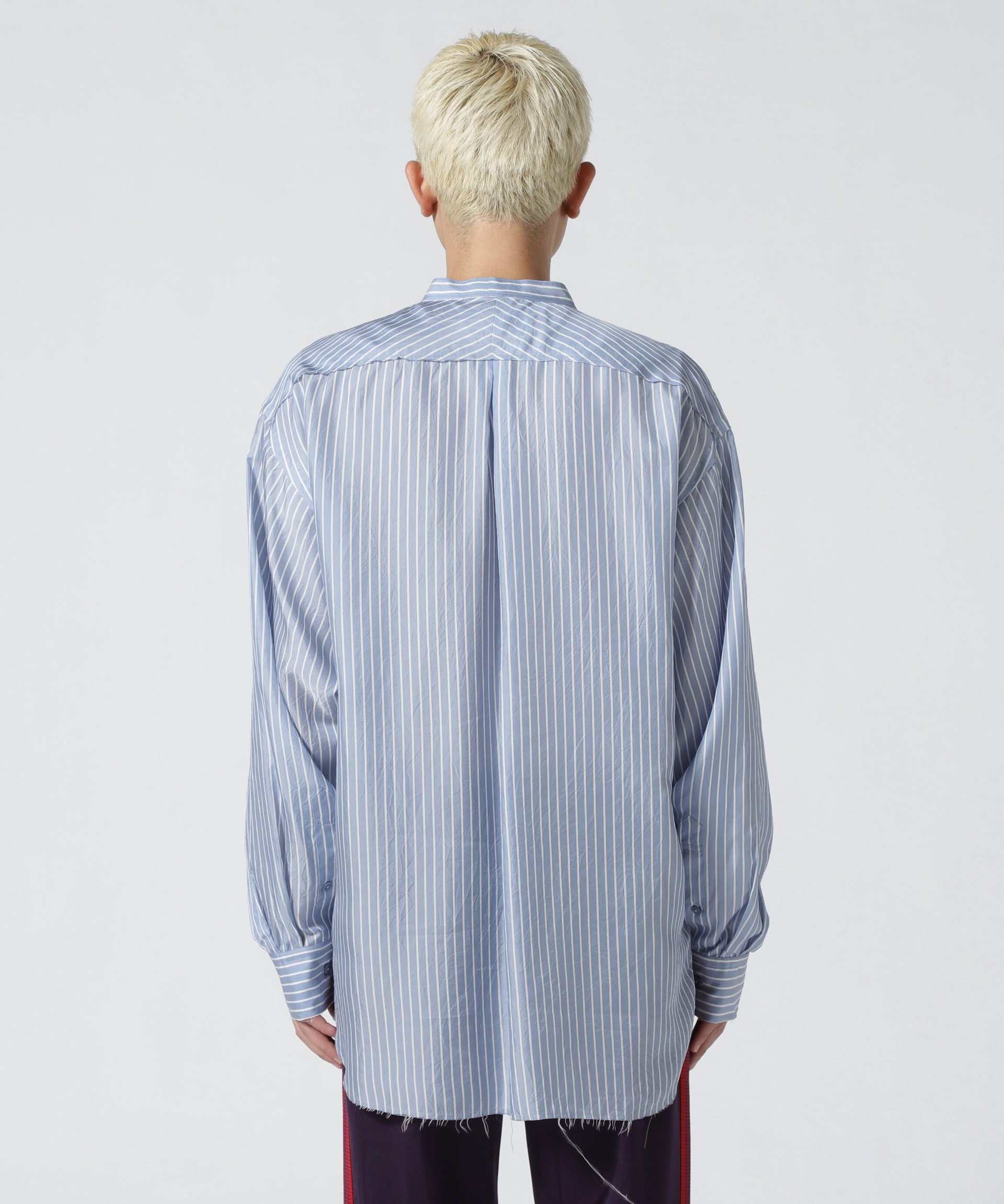 John Mason Smith <ジョンメイソンスミス WASHED CUP>O ST>IPE CLASSIC RANDED COLLA ブルー