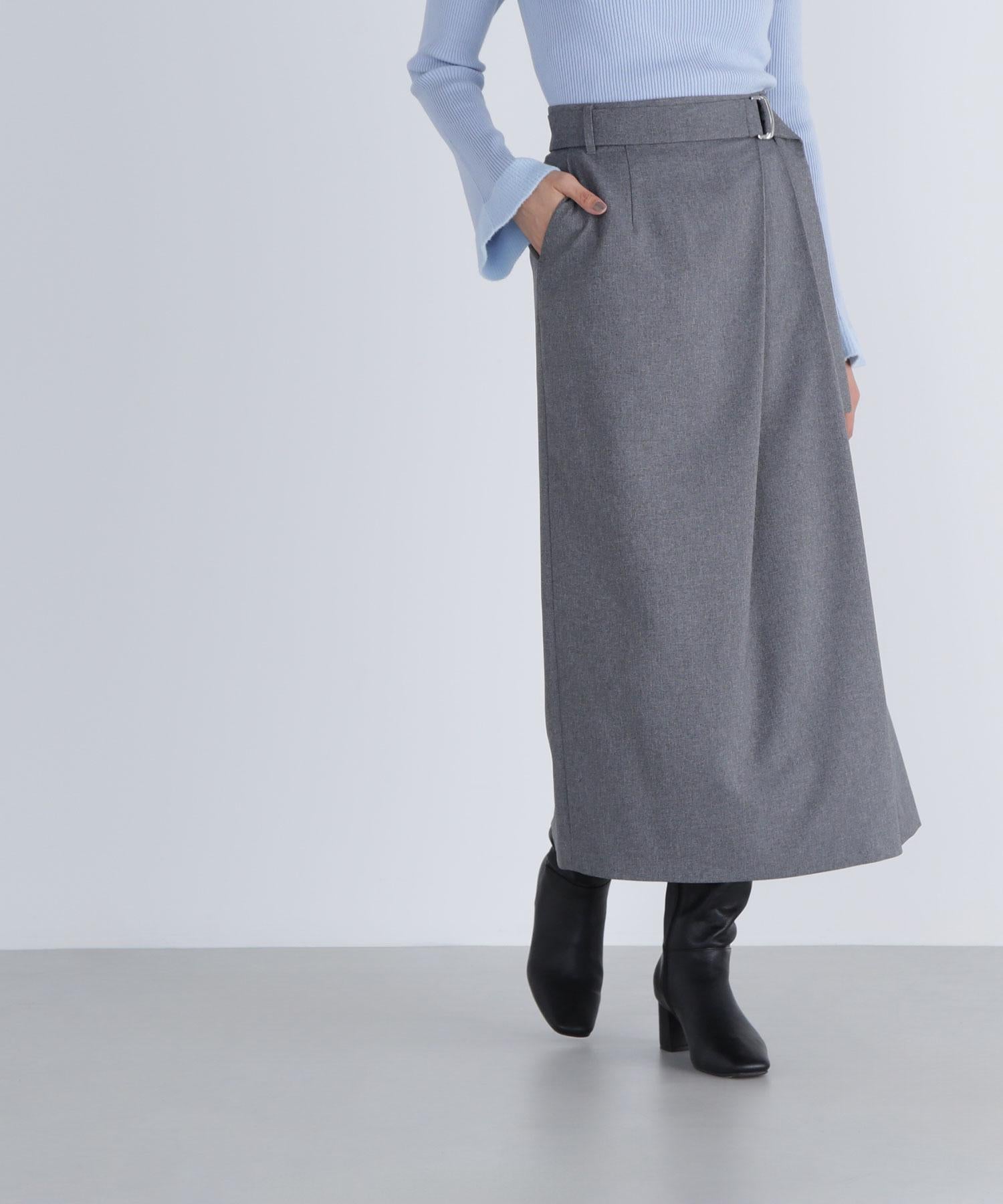 ベルテッドタックナロースカート グレー2