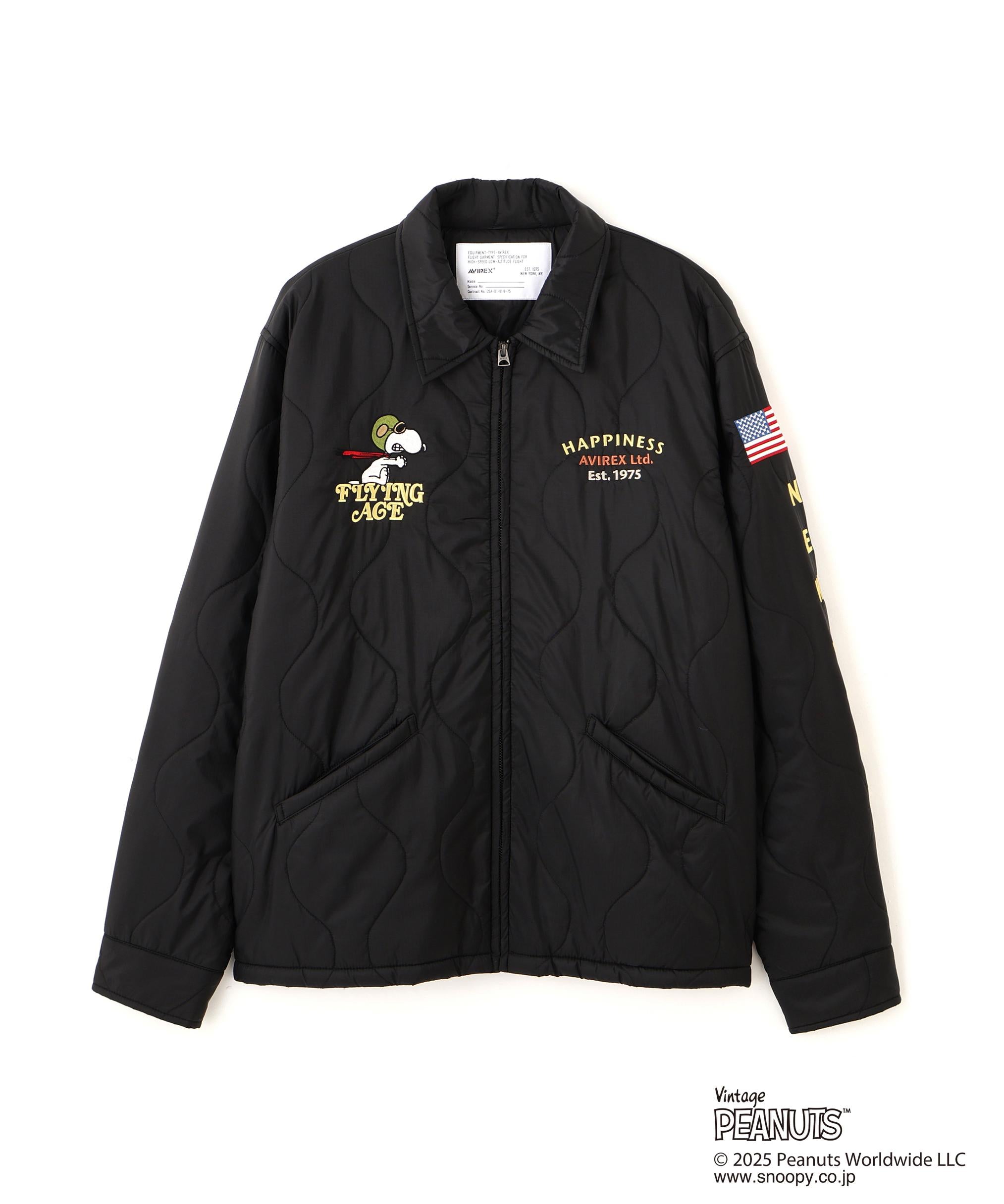 《AVIREX × PEANUTS》QUILTING JACKET ”FLYING ACE” ブラック