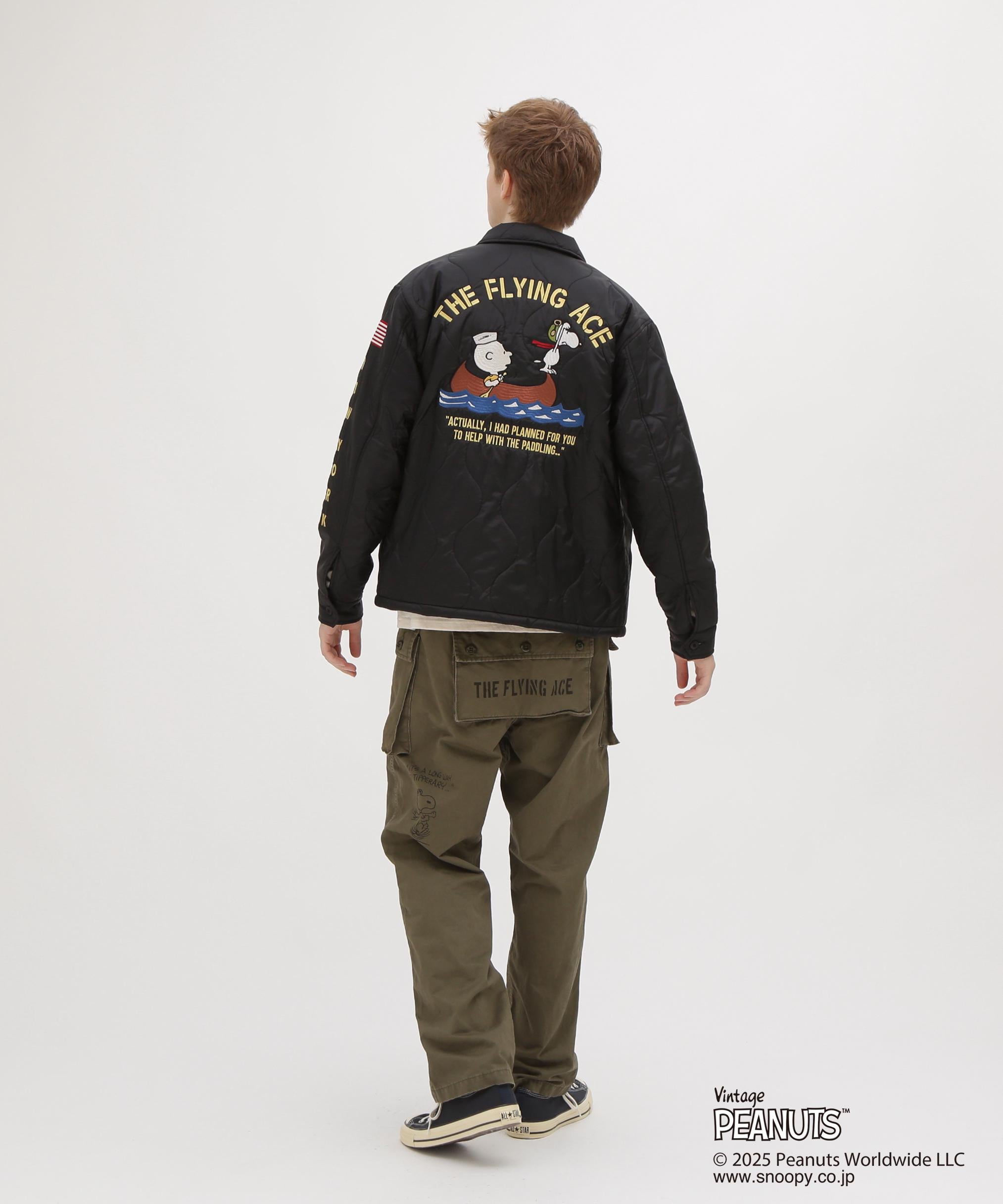 《AVIREX × PEANUTS》QUILTING JACKET ”FLYING ACE” ブラック