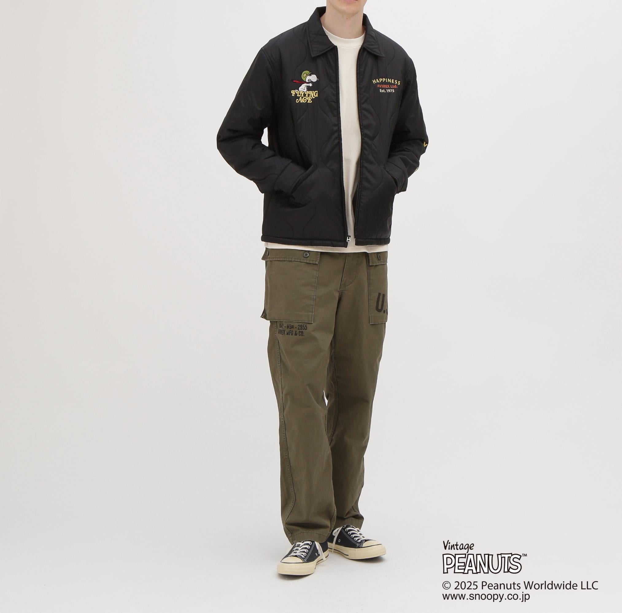 《AVIREX × PEANUTS》QUILTING JACKET ”FLYING ACE” ブラック