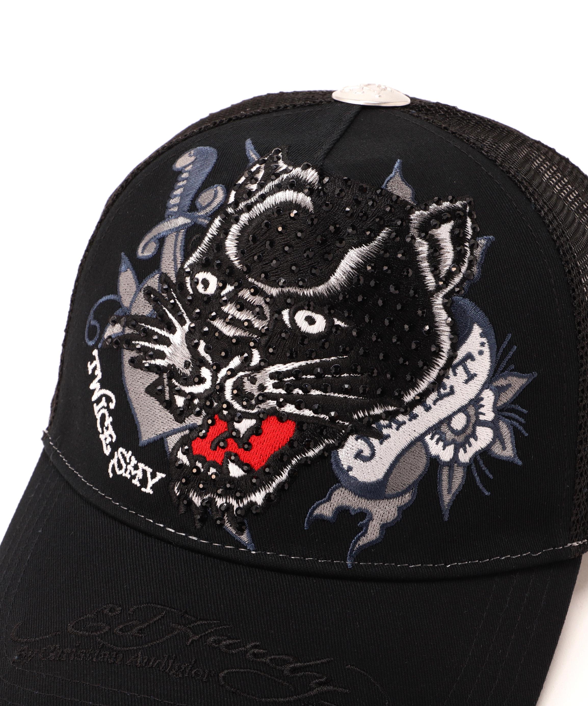 Ed Hardy/エド ハーディー/ED HARDY LEOPARD R-STONE CAP ブラック