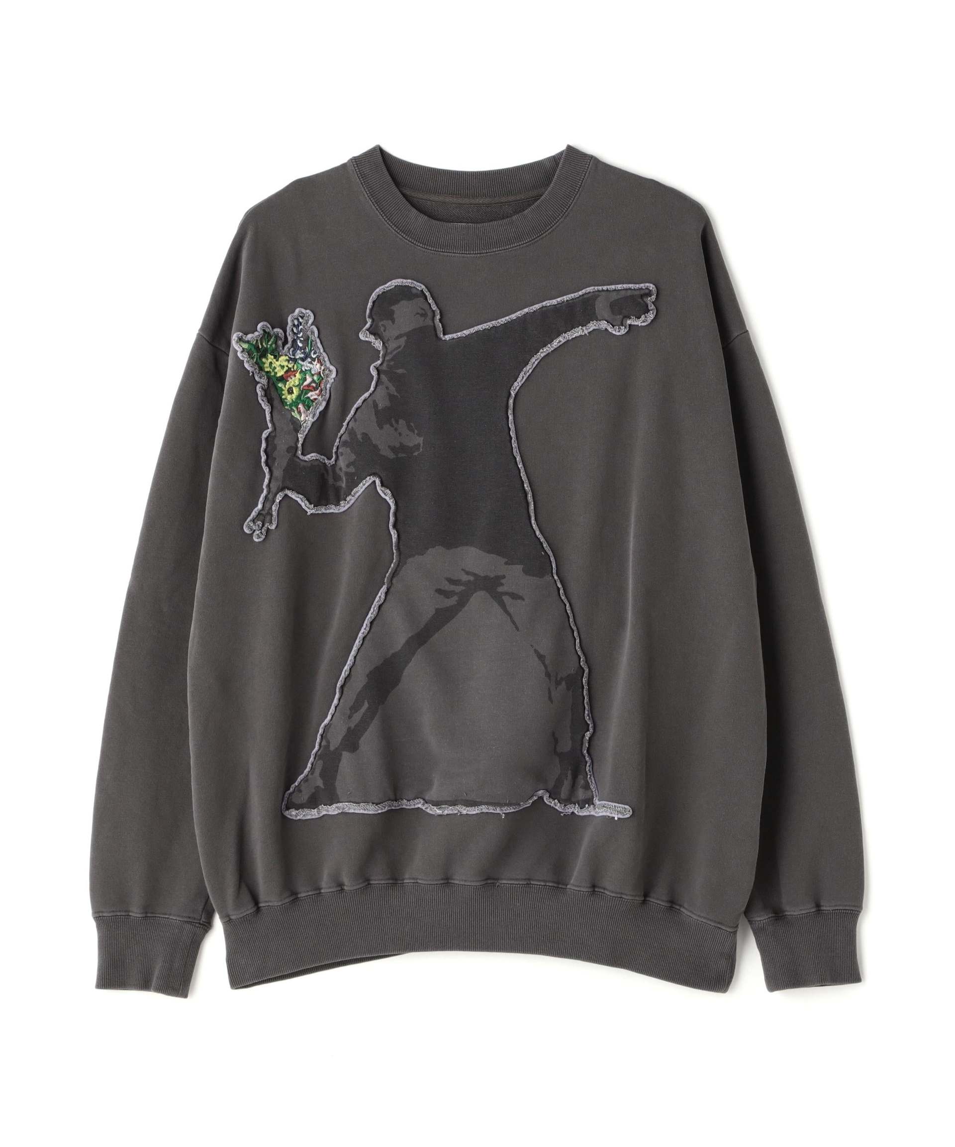 DankeSchon×R>ANDALISED/ダンケシェーン×ブランダライズド/SWEAT C>EWNECK FLOWE> ROMRE> ブラック