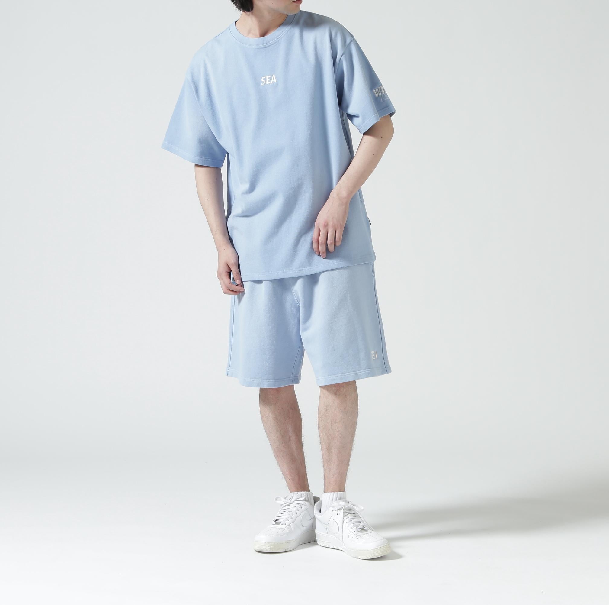 WIND AND SEA（ウィンダンシー）SULFUR DYEING LOGO HALF PANTS サックス1