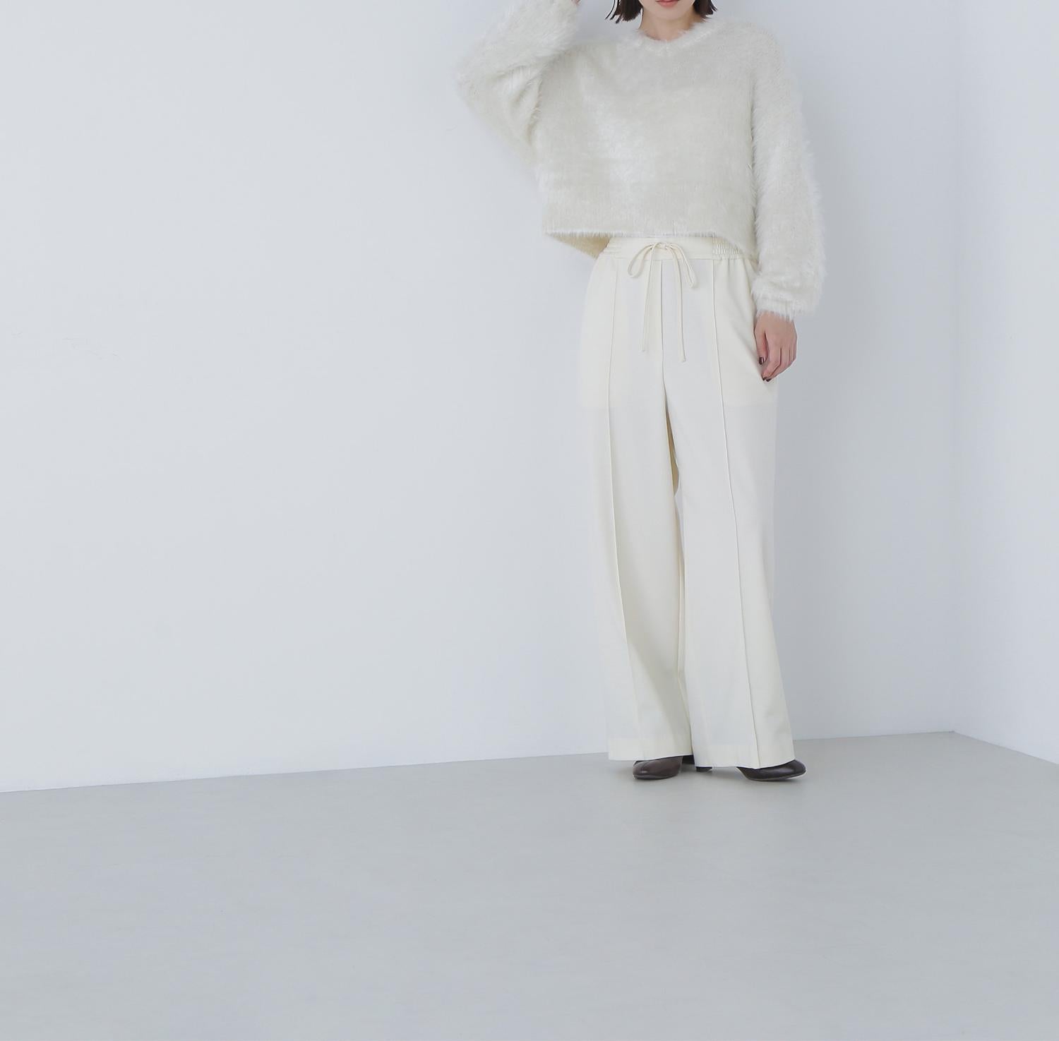 ヘアリーラメニットシリーズ Vネックニット オフ1