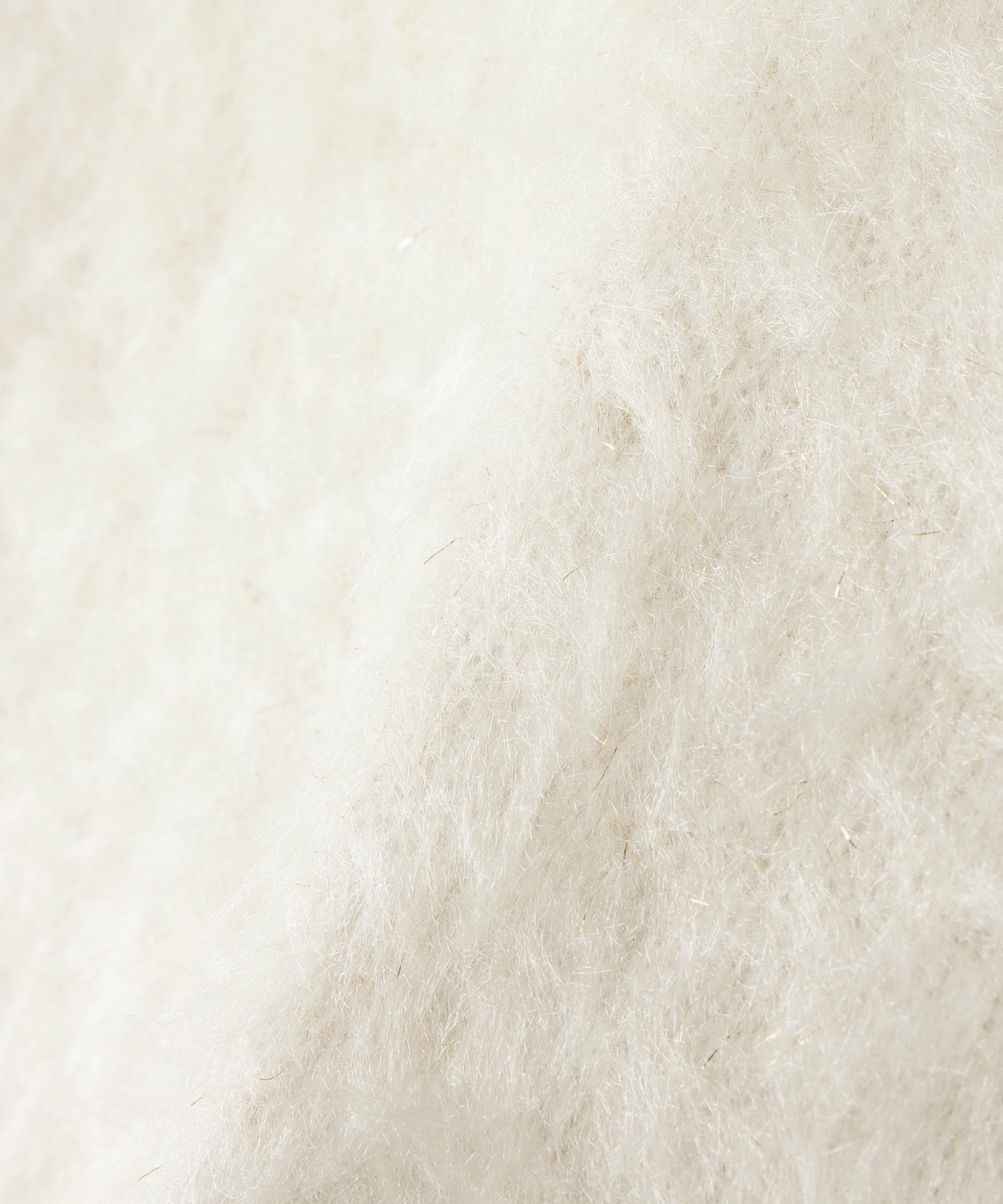 ヘアリーラメニットシリーズ Vネックニット オフ1