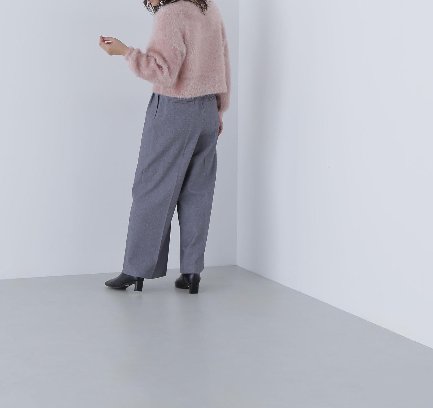 ヘアリーラメニットシリーズ Vネックニット ピンク