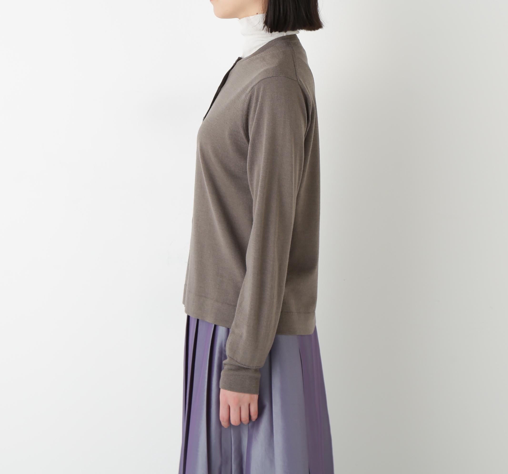 ◆ハイツイストウールクルーネックカーディガン モカ1