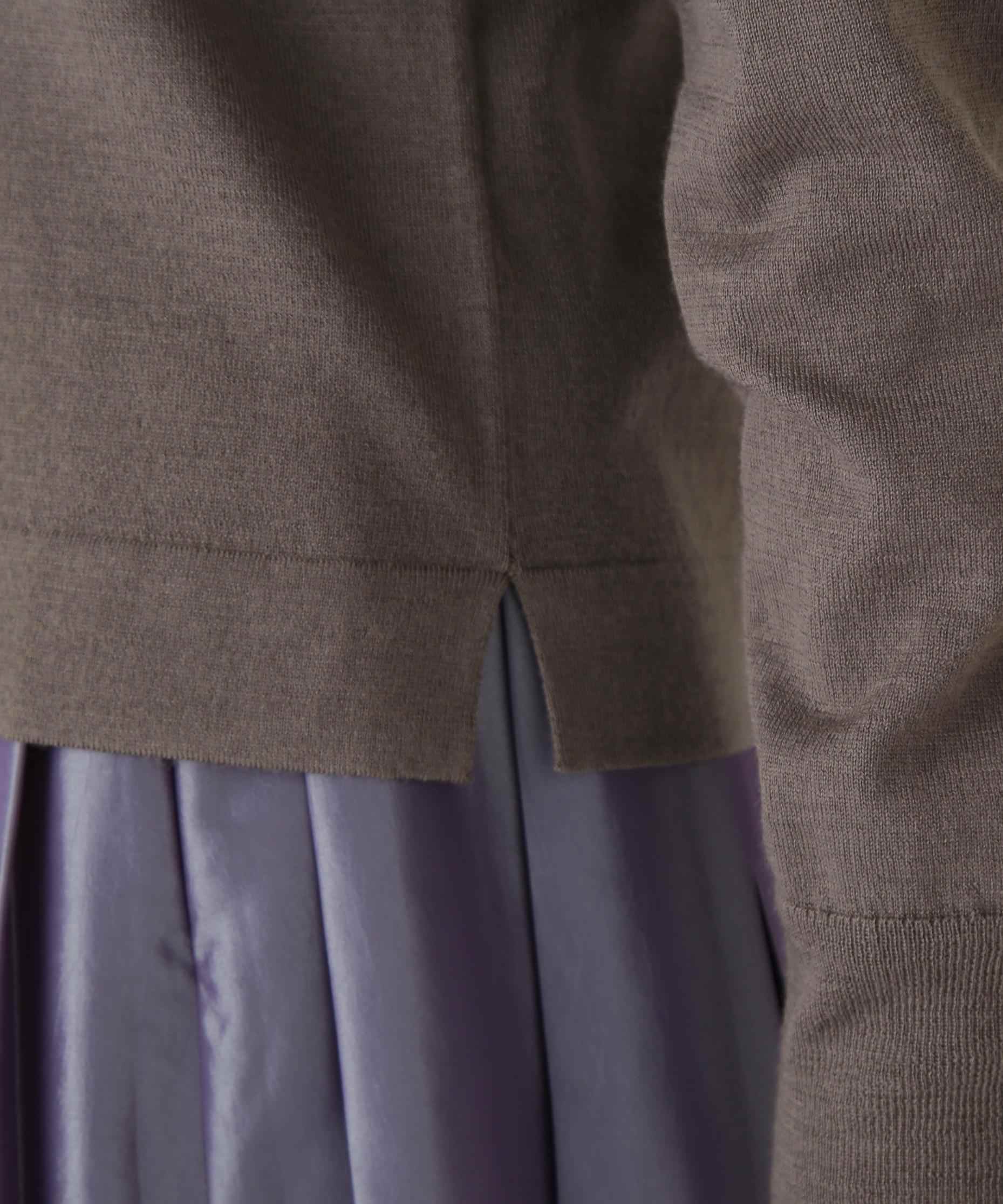 ◆ハイツイストウールクルーネックカーディガン モカ1