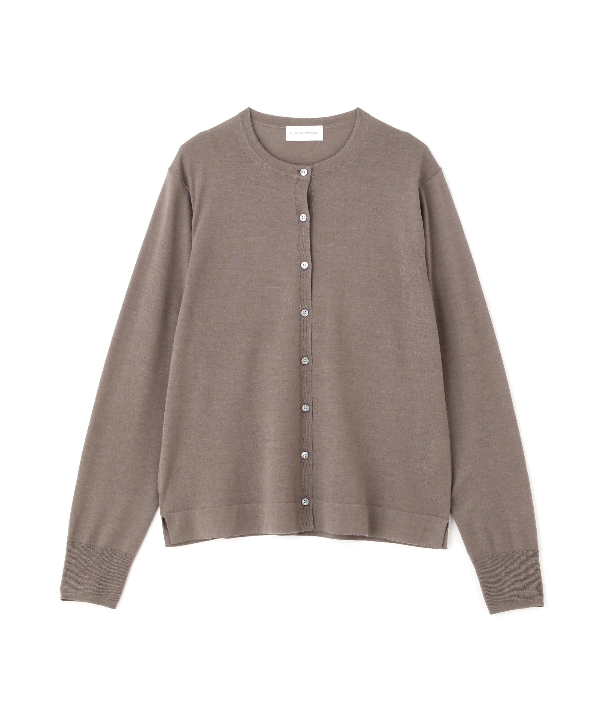 ◆ハイツイストウールクルーネックカーディガン モカ1