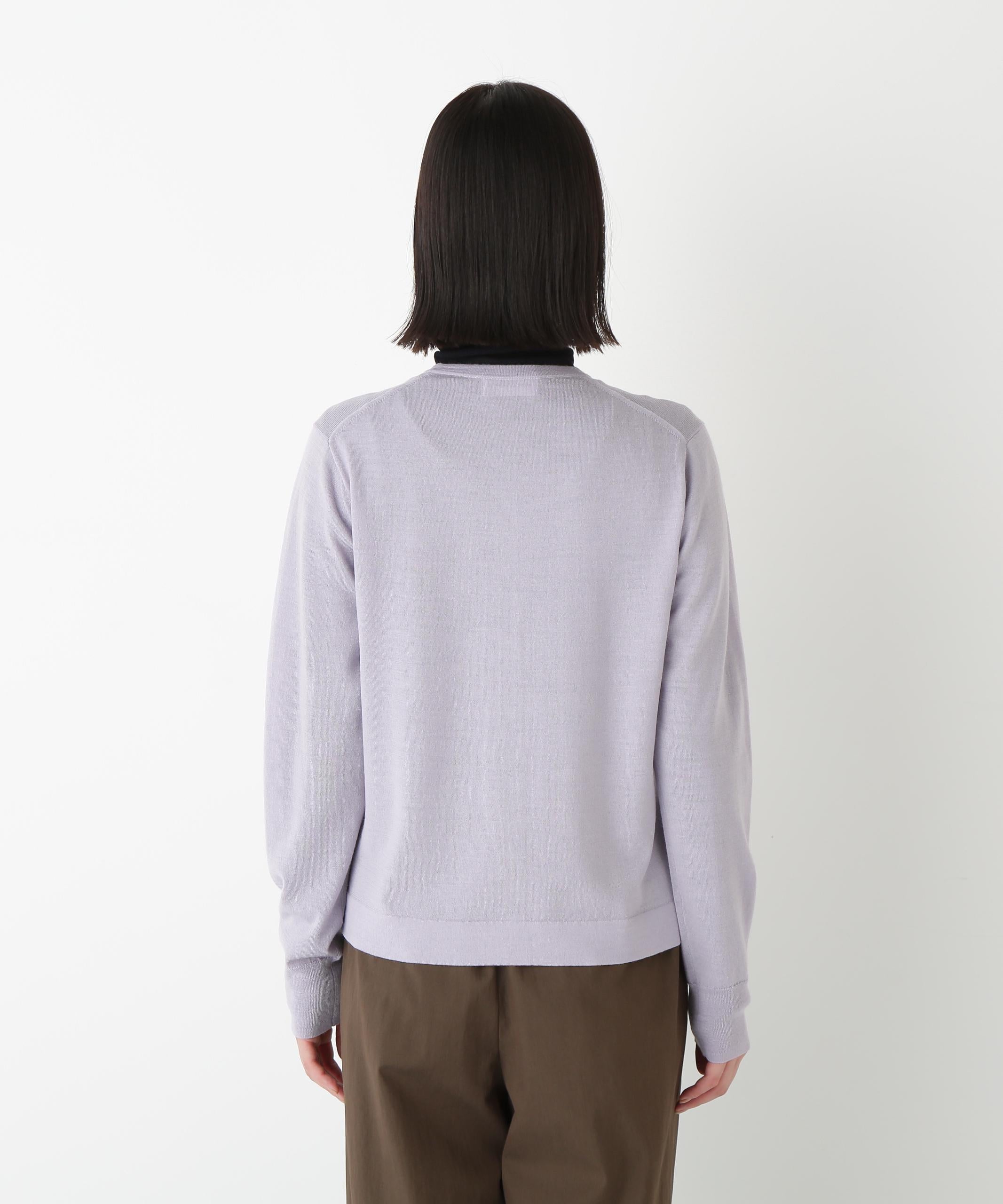 ◆ハイツイストウールクルーネックカーディガン ラベンダー