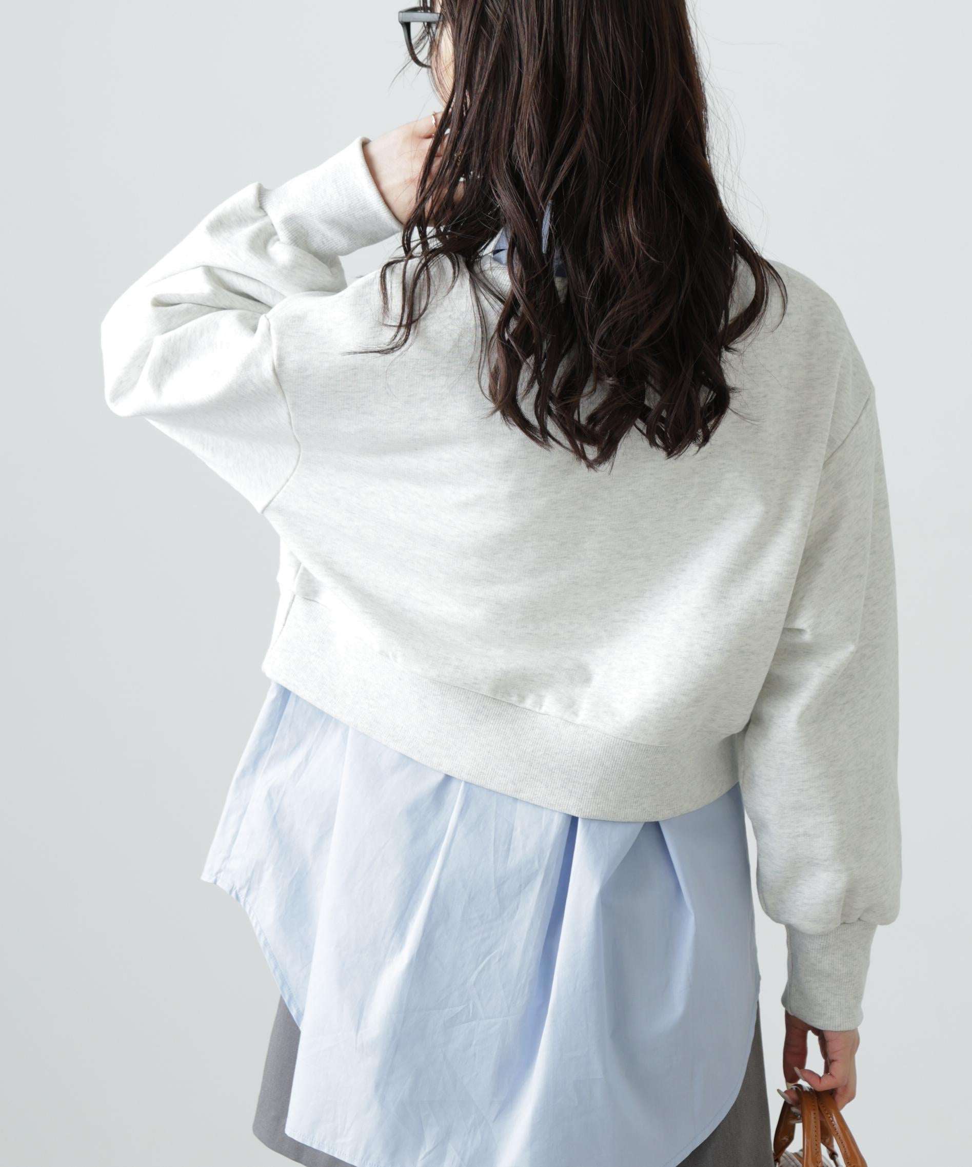 サークルロゴ刺繍ショート丈スウェット オートミール1