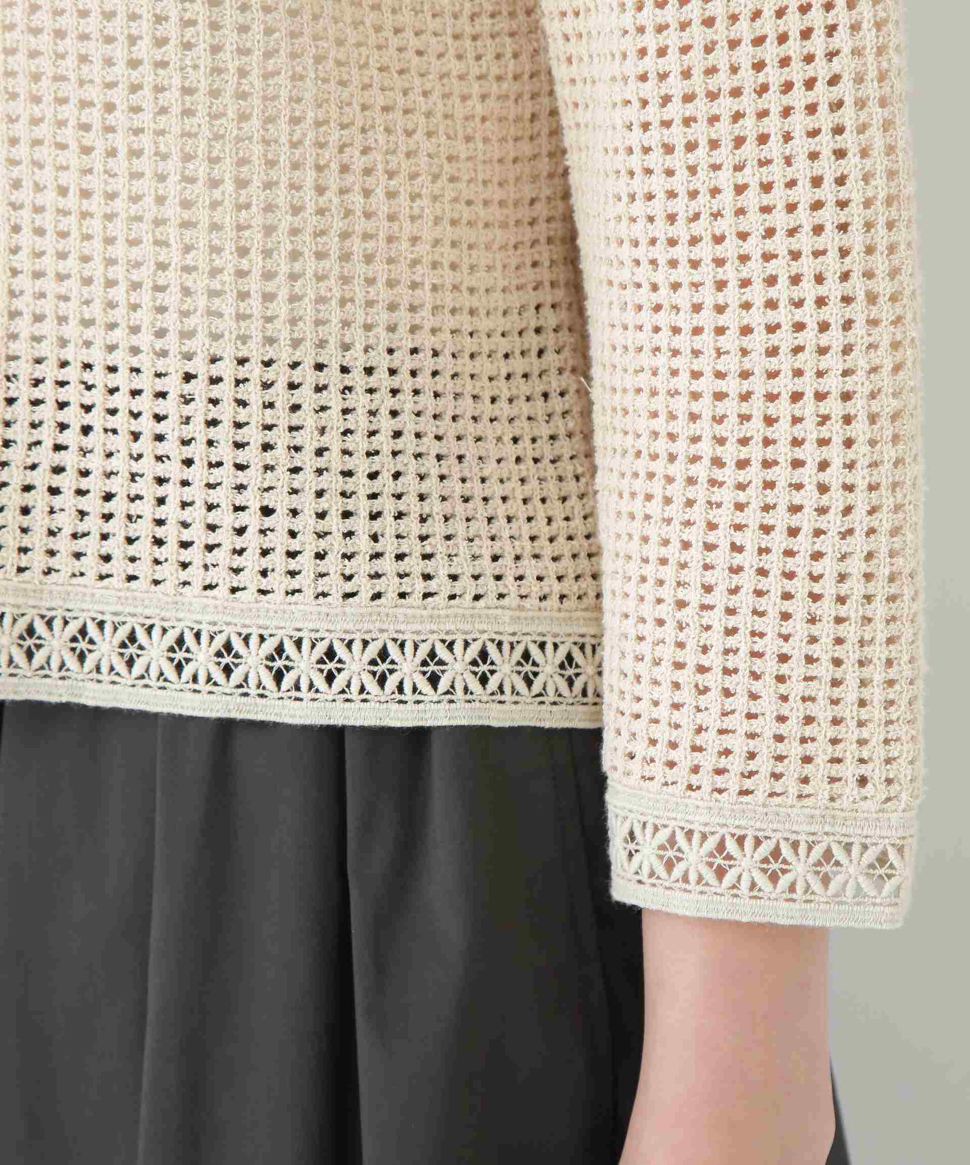 ◆透かしブークレニットカーディガン ベージュ