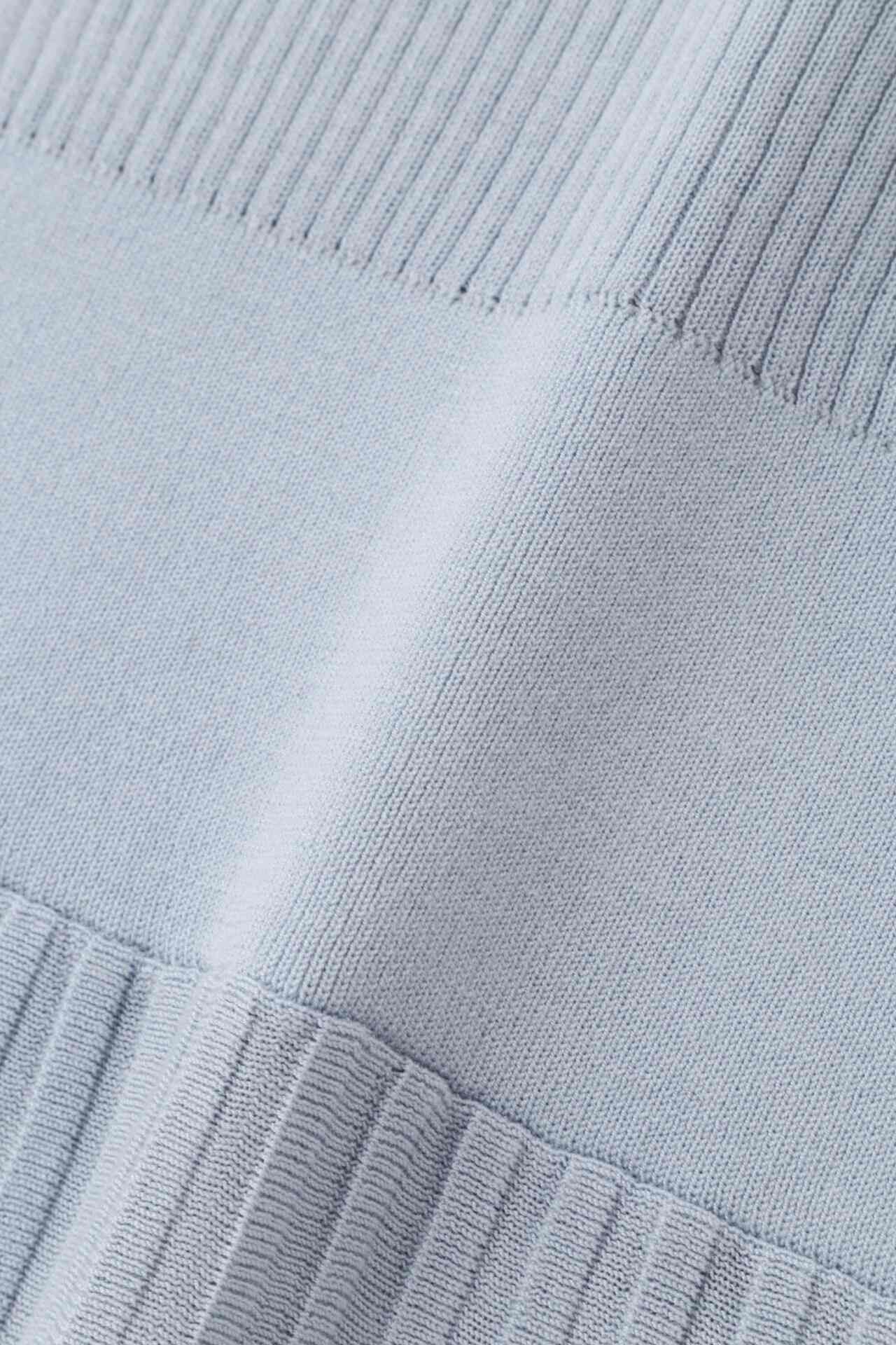 ◆シアーコンビフレアーニットワンピース サックスブルー2