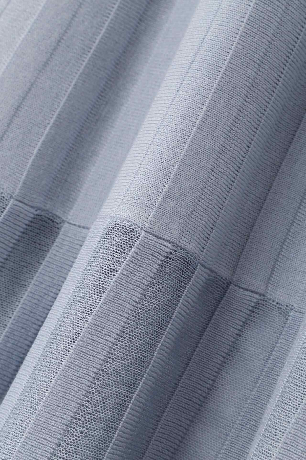 ◆シアーコンビフレアーニットワンピース サックスブルー2