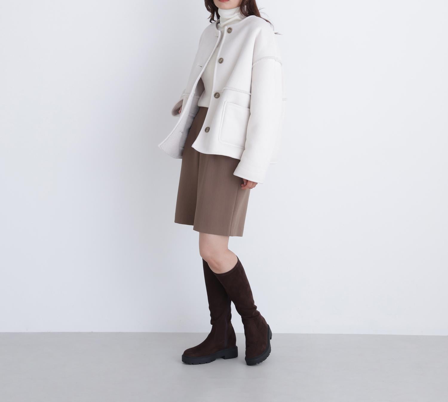 リバーシブルフェイクスウェードコート エクリュ1