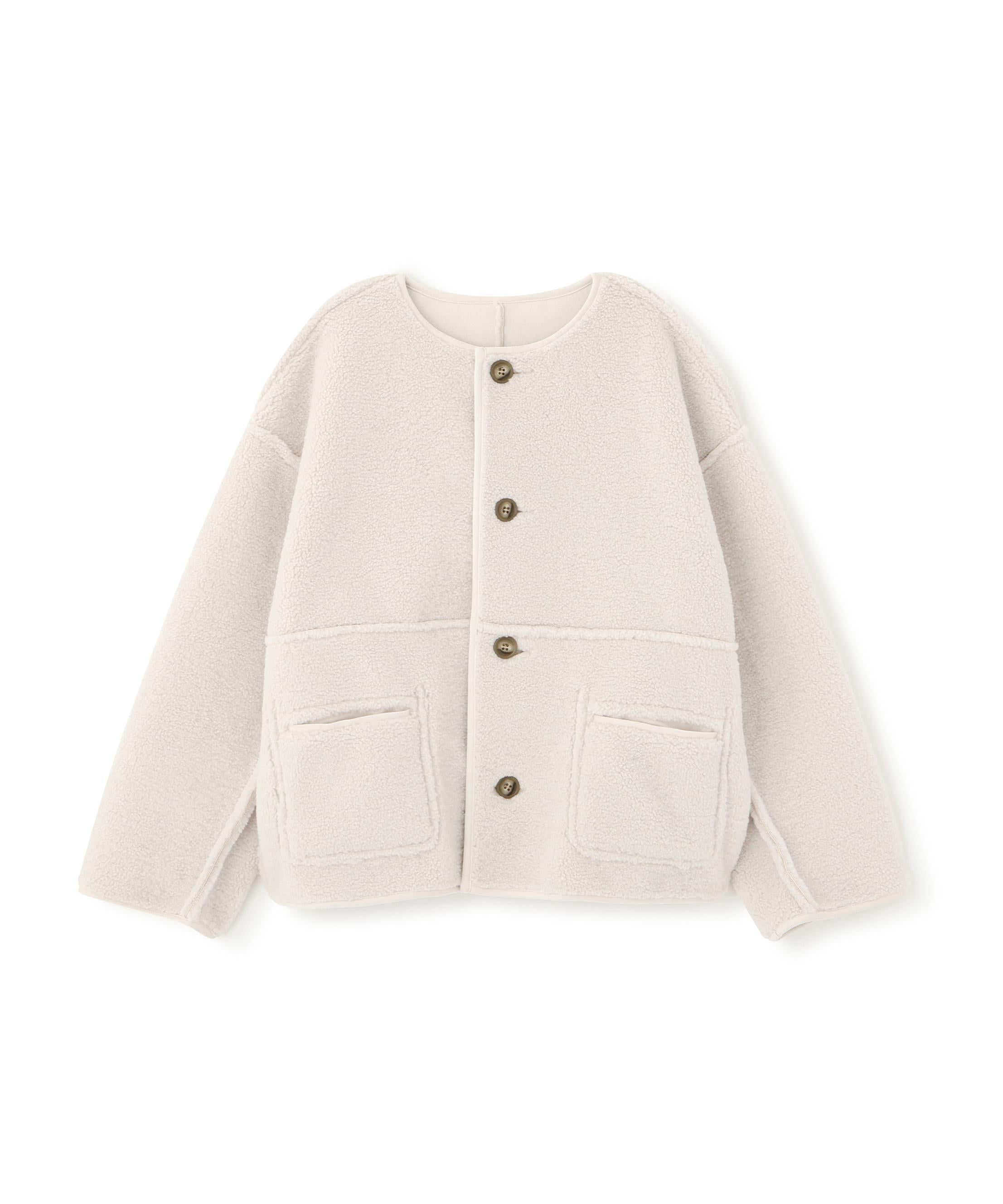 リバーシブルフェイクスウェードコート エクリュ1