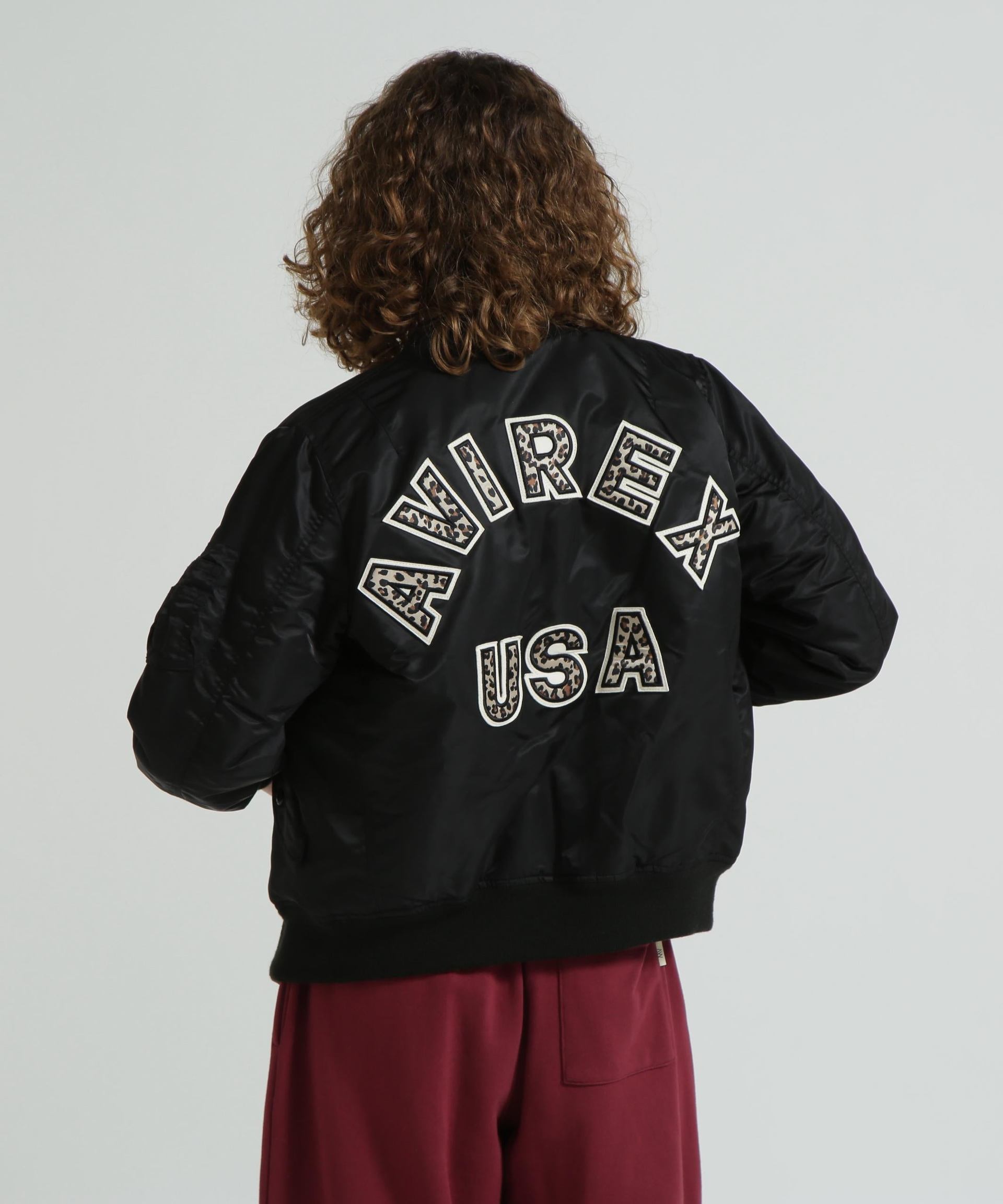 《WOMAN》LEOPARD LOGO MA-1 ブラック