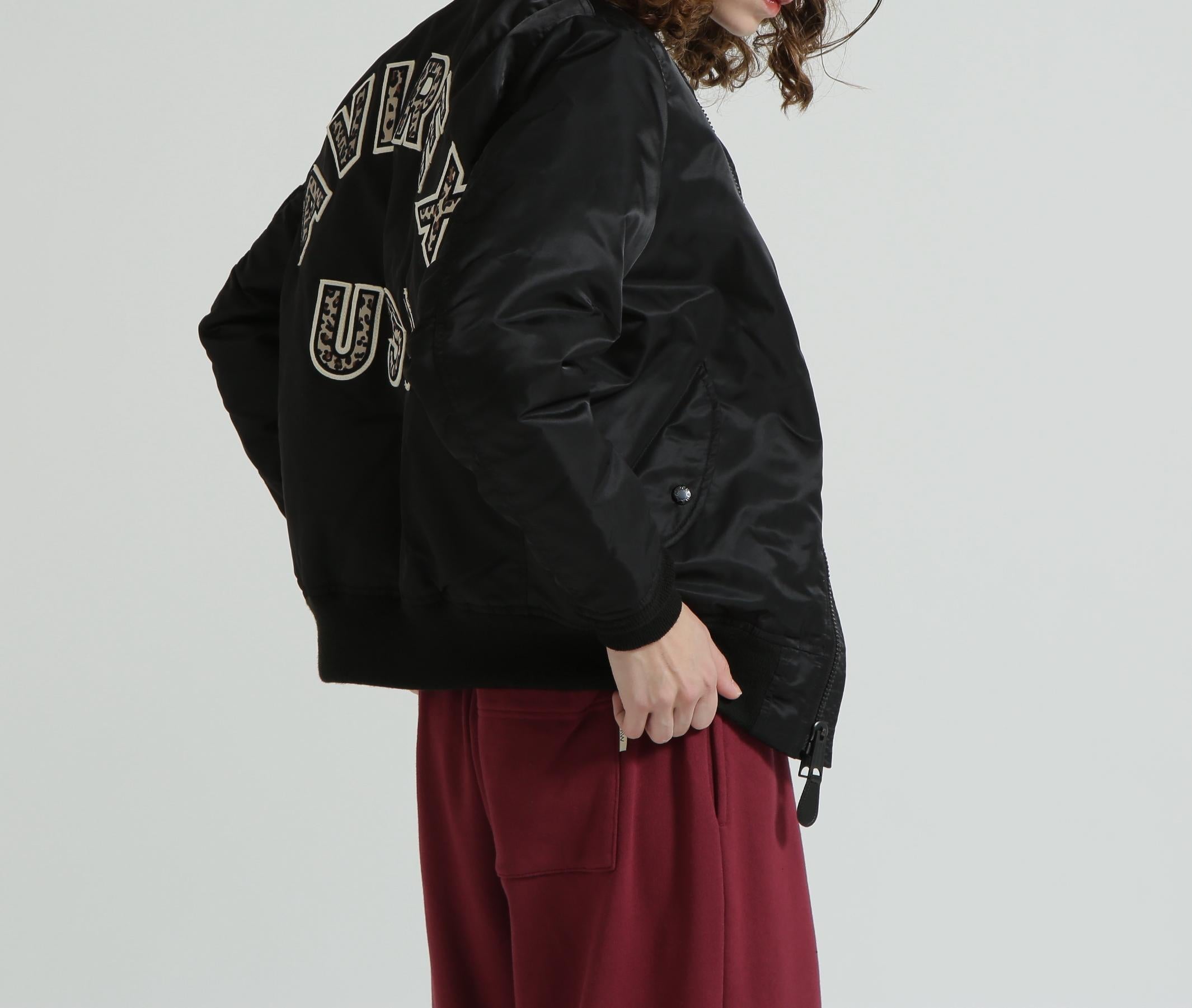 《WOMAN》LEOPARD LOGO MA-1 ブラック