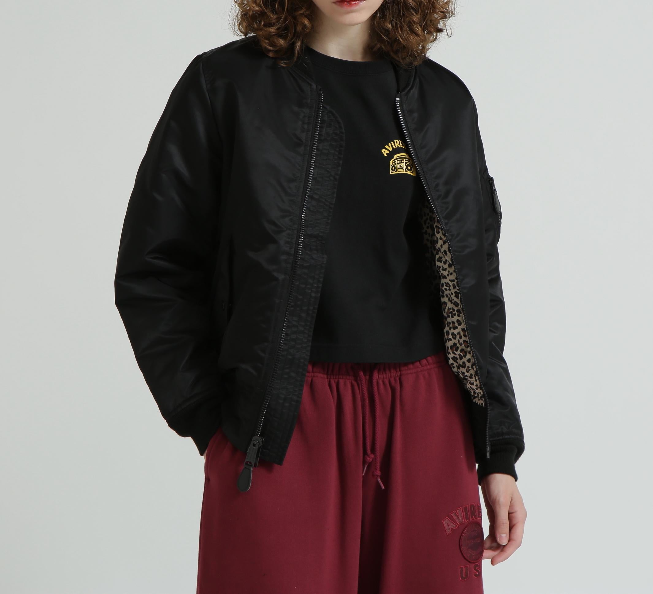 《WOMAN》LEOPARD LOGO MA-1 ブラック