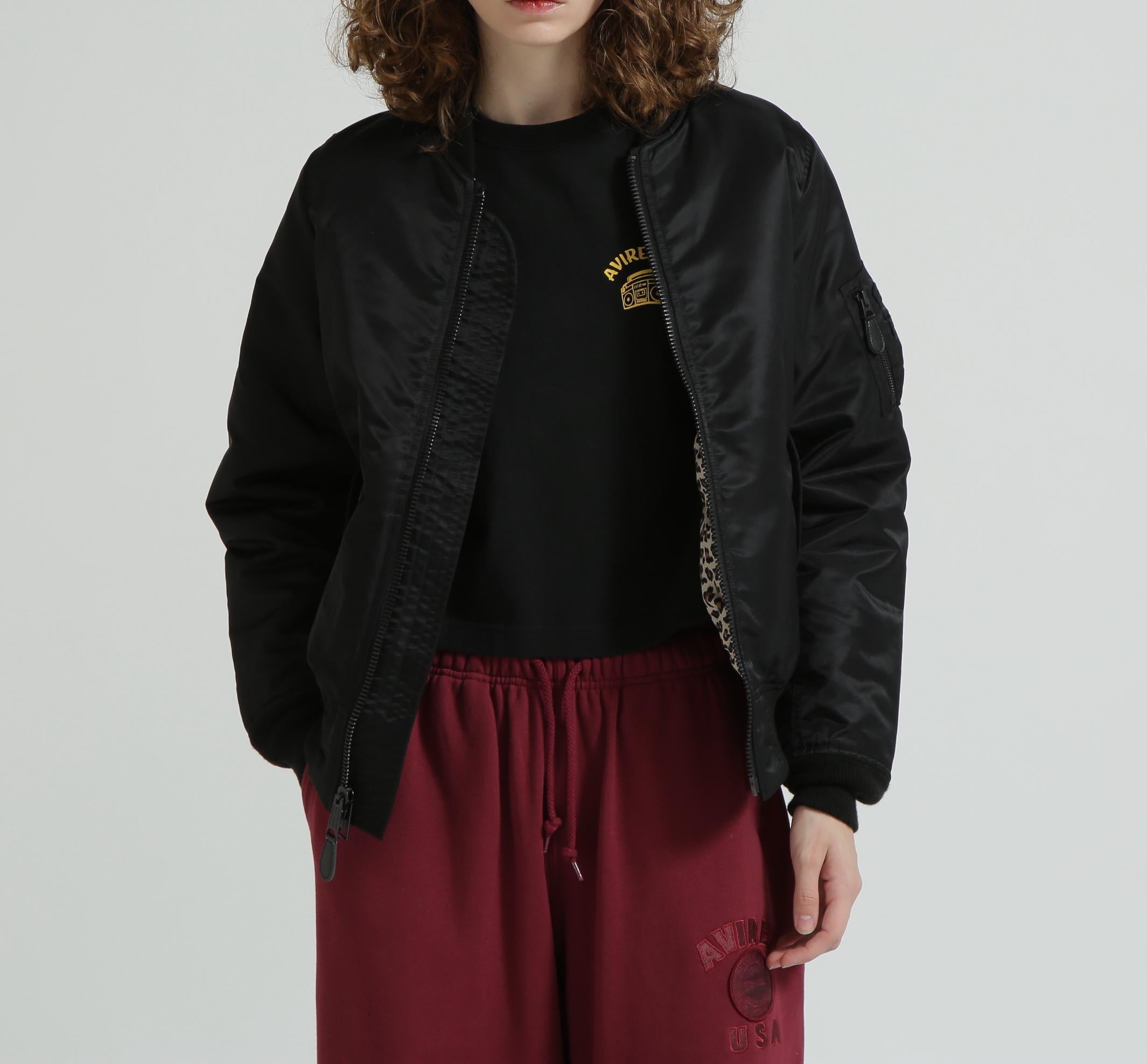 《WOMAN》LEOPARD LOGO MA-1 ブラック