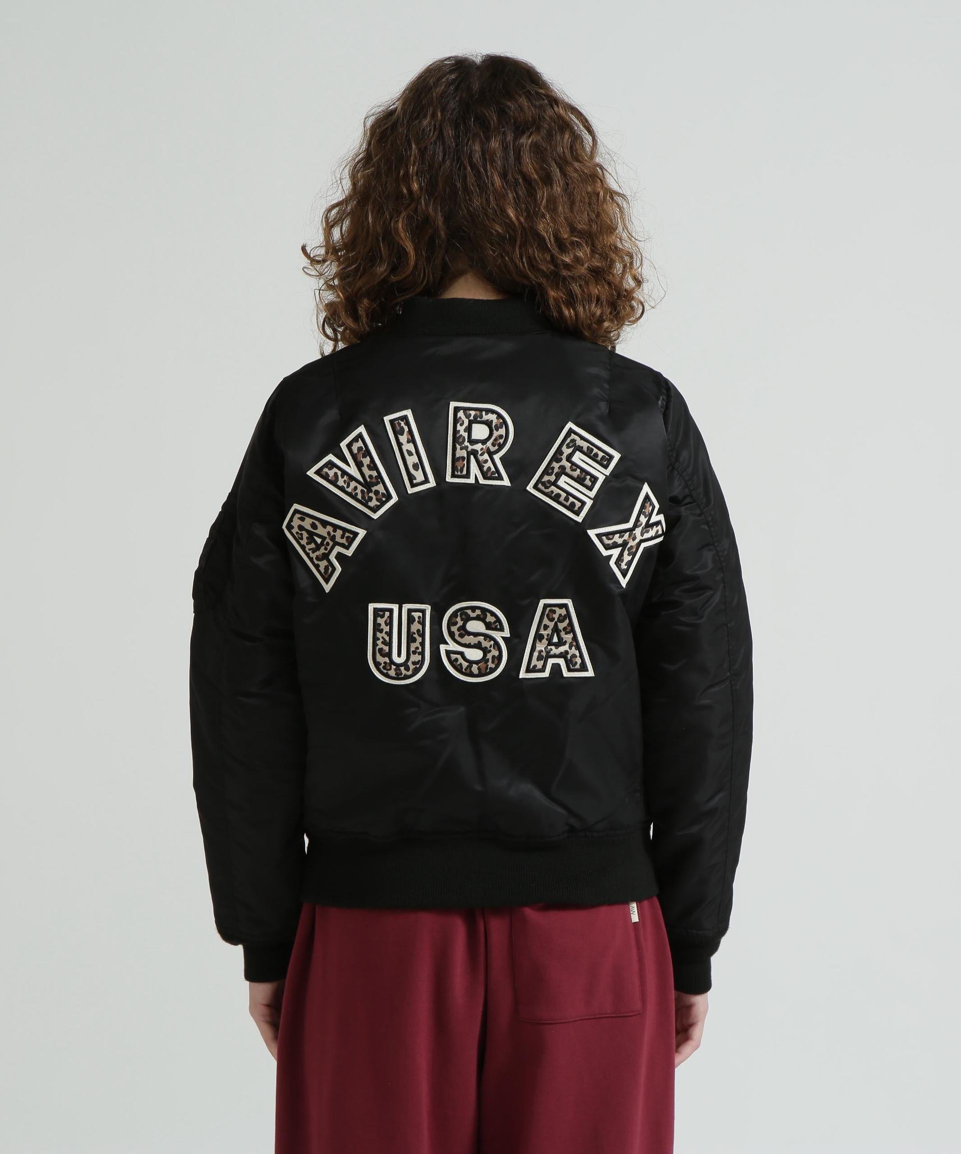 《WOMAN》LEOPARD LOGO MA-1 ブラック