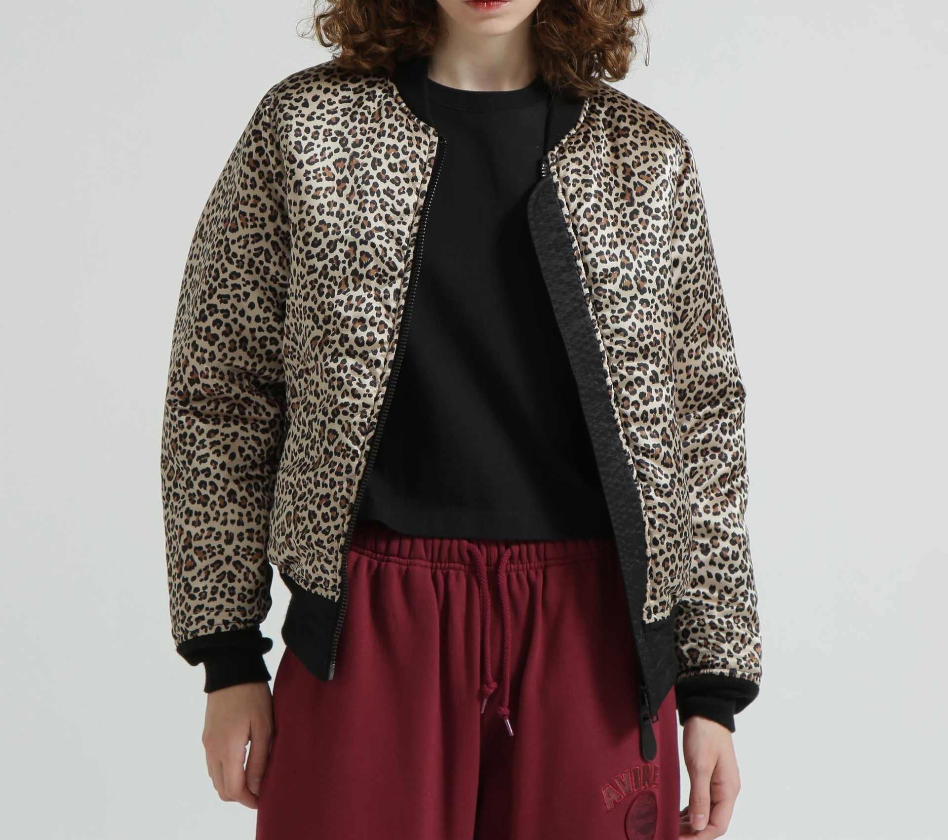 《WOMAN》LEOPARD LOGO MA-1 ブラック