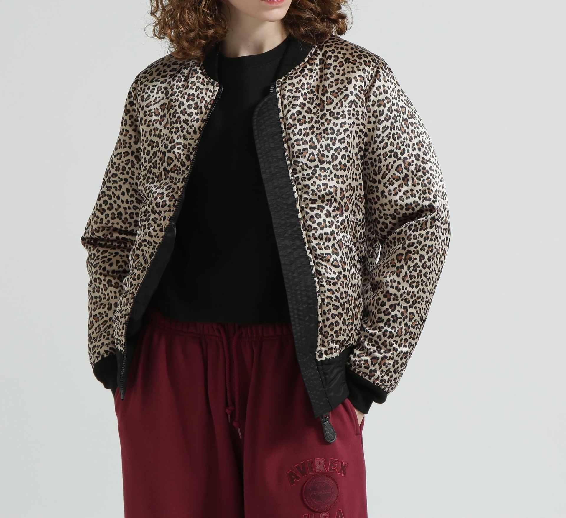 《WOMAN》LEOPARD LOGO MA-1 ブラック